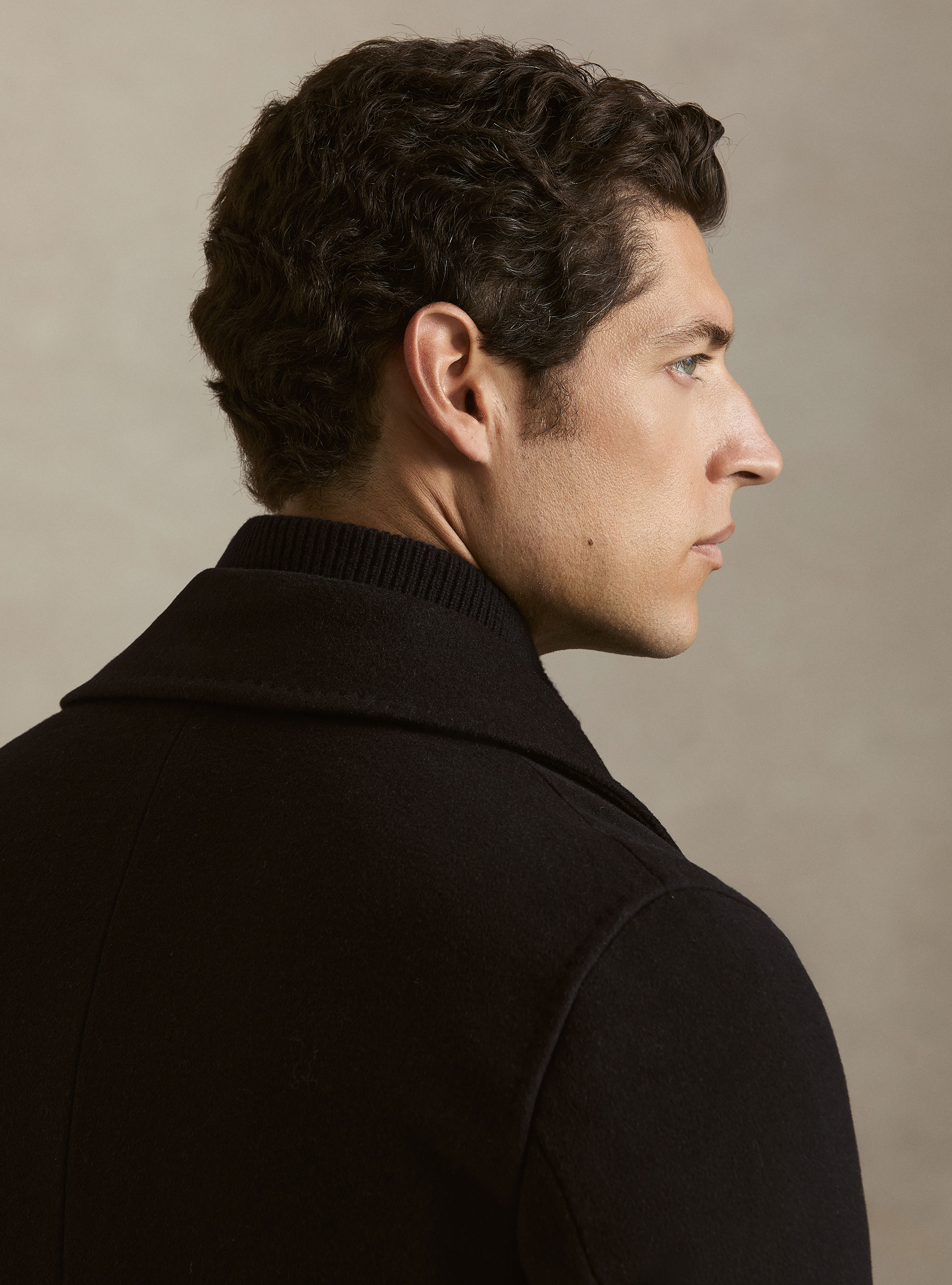 Peacoat in lana cashmere, BLU NAVY