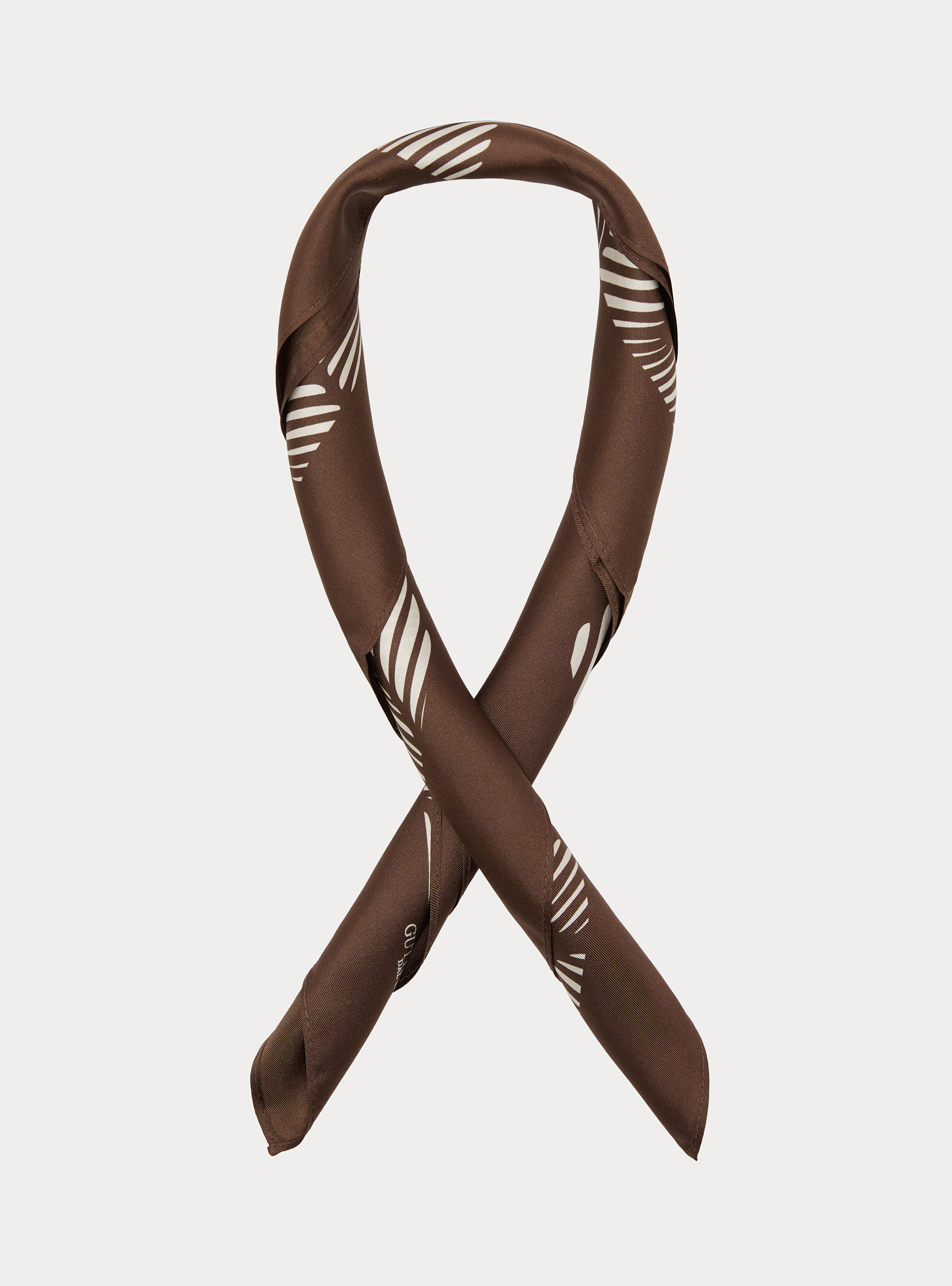Foulard in seta stampata a fantasia geometrica, MARRONE