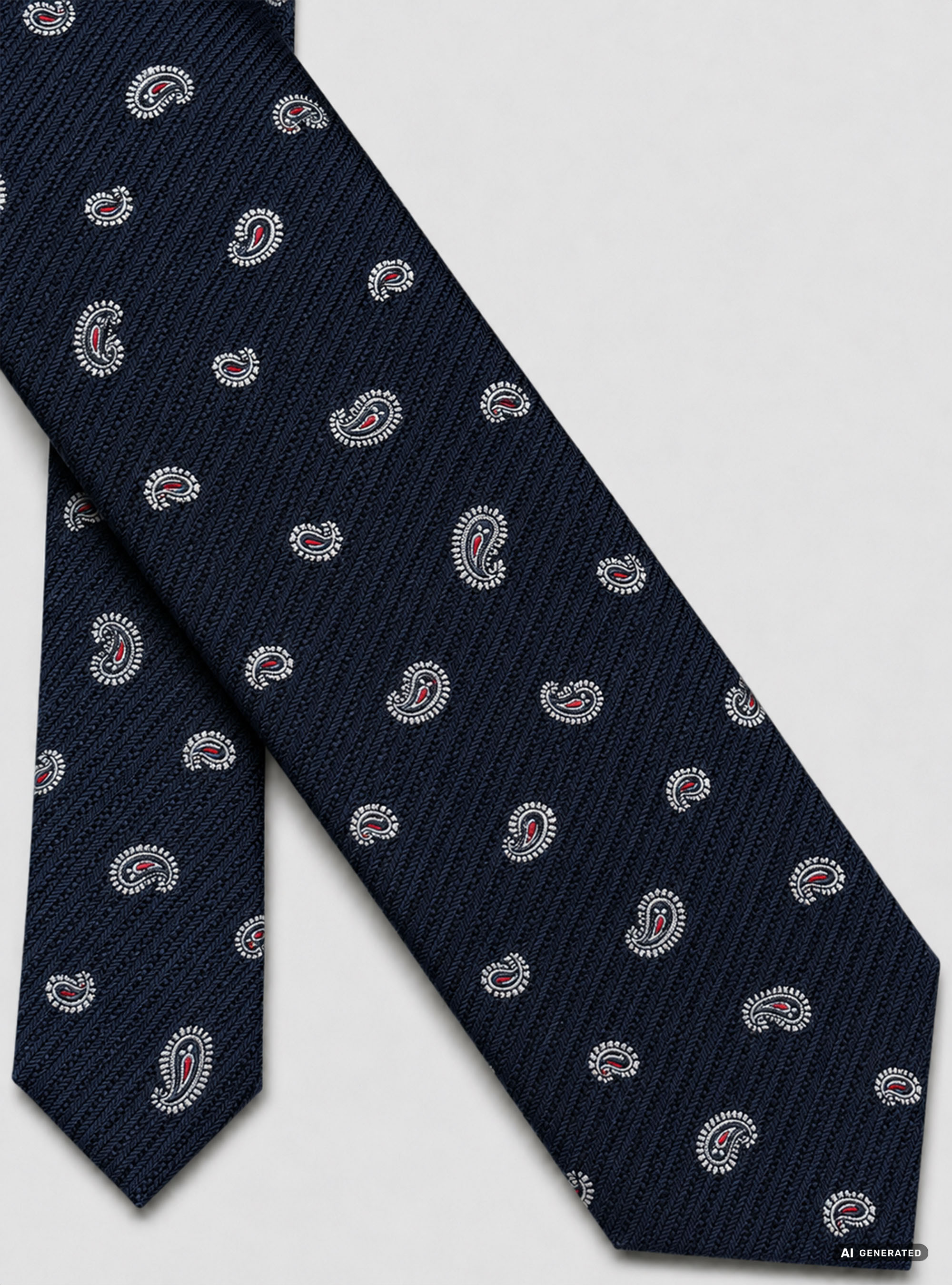 Cravatta in seta jacquard con paisley, BLU NAVY
