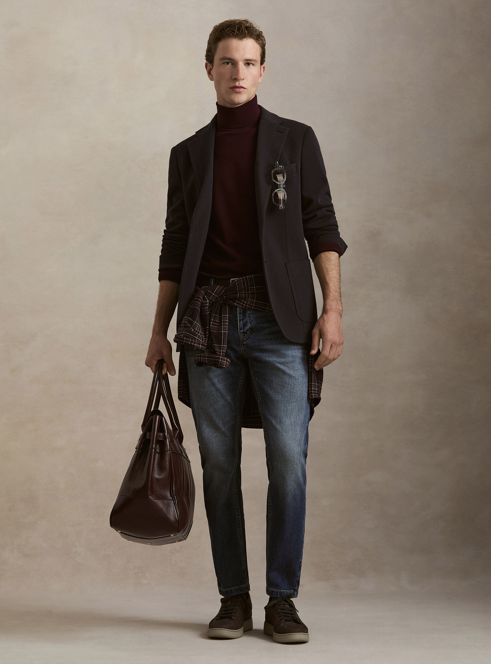 Giacca in jersey di misto cotone, BLU NAVY