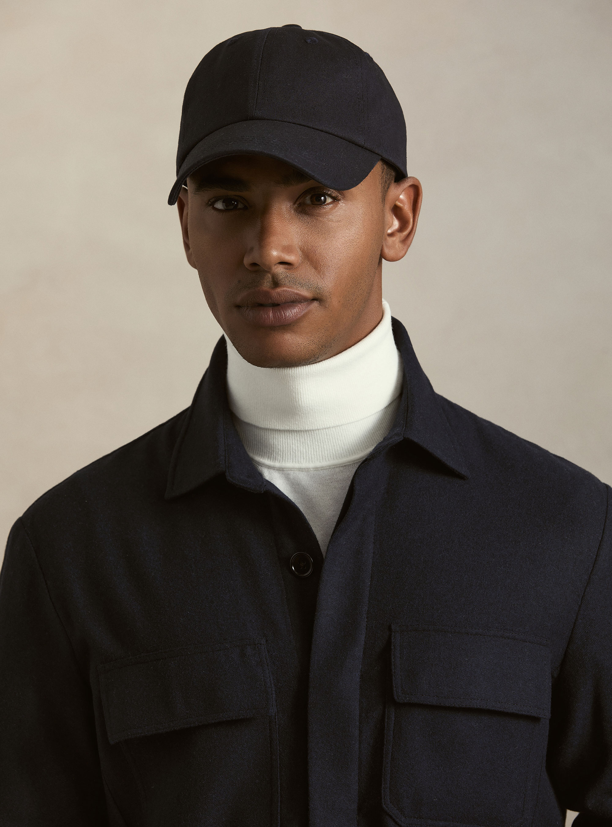 Giacca camicia leggera in flanella misto lana, NAVY