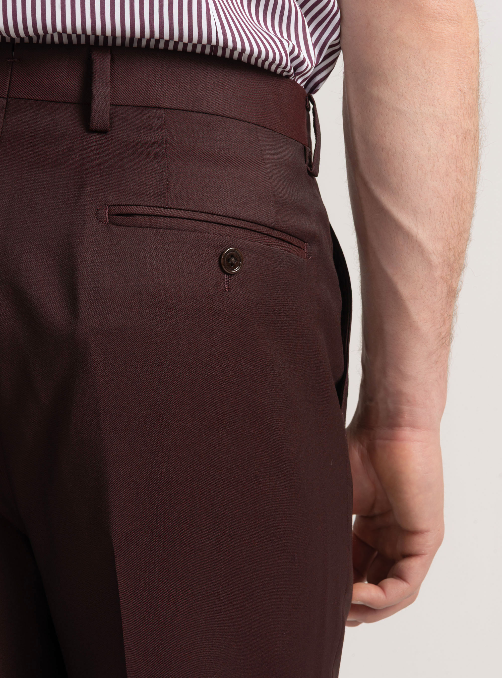 Pantaloni con pince per abito doppiopetto in lana reda superfine 110's, BORDEAUX
