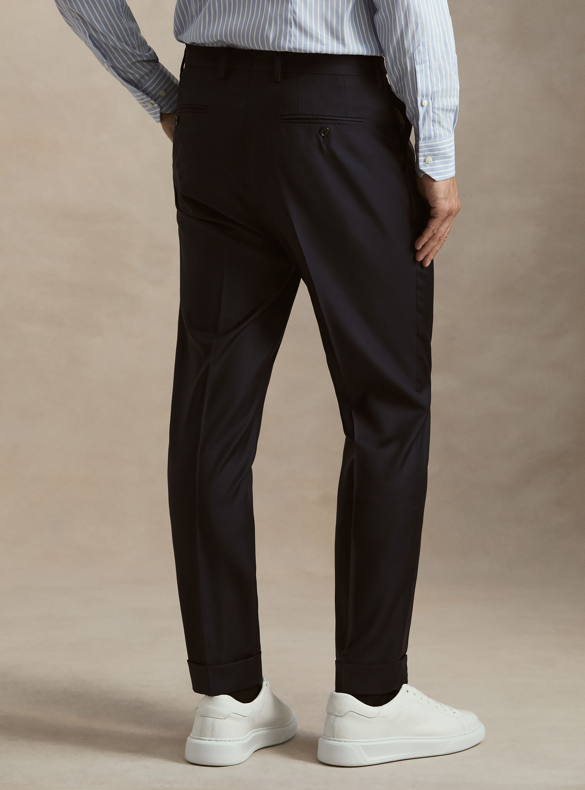 Pantaloni con pince in lana Vitale Barberis Canonico, BLU NAVY