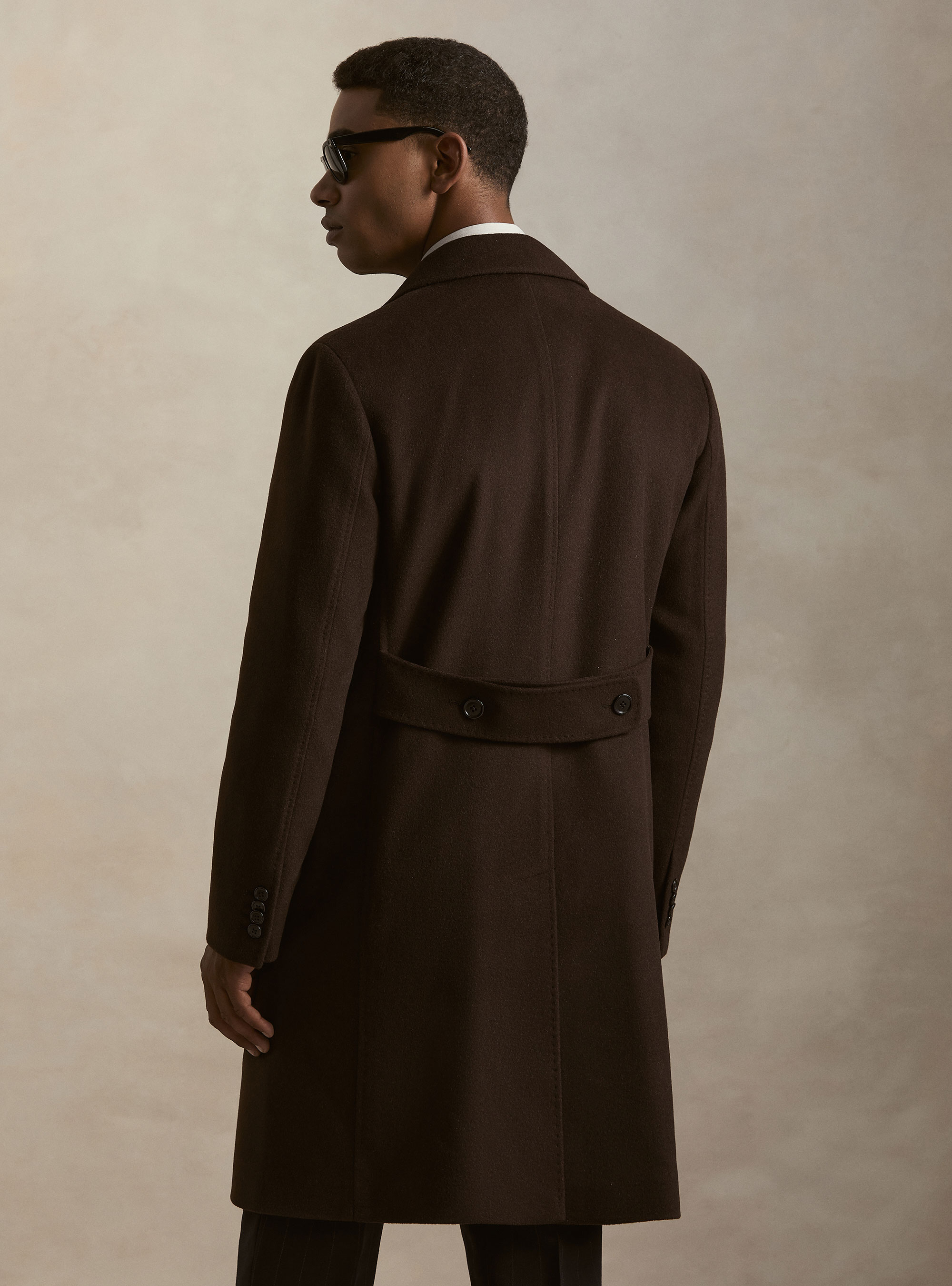Cappotto doppiopetto in misto cashmere, MARRONE