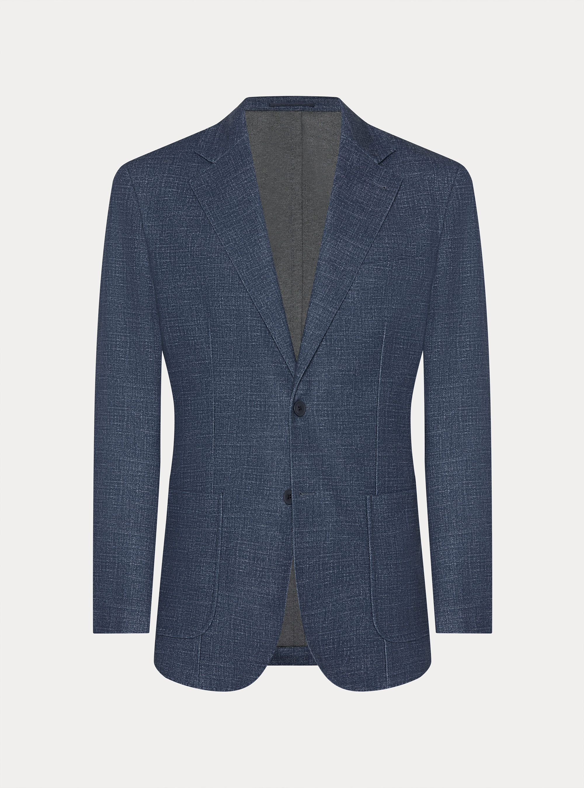 Giacca monopetto in lana jersey stampata, 0243C DENIM