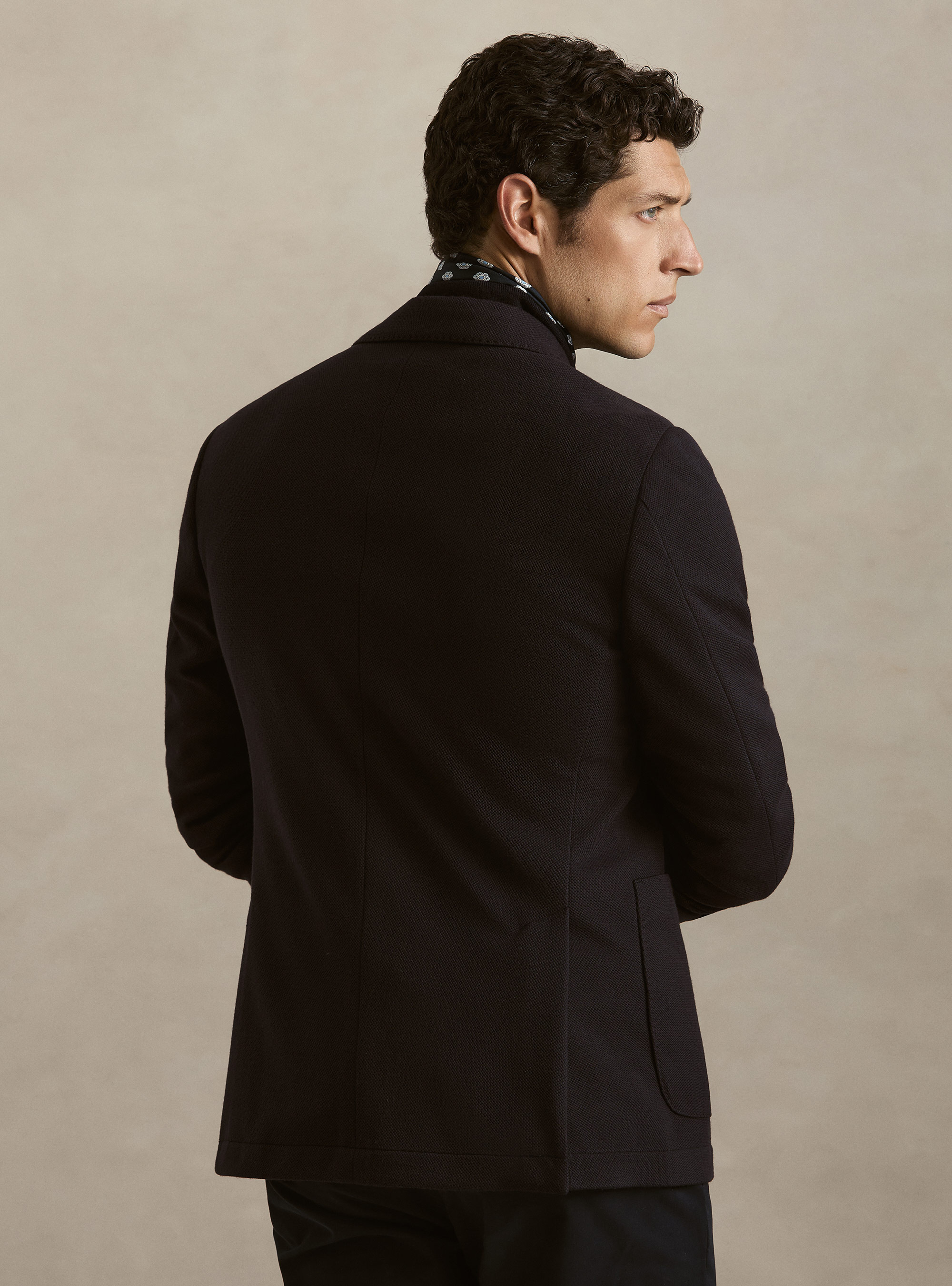 Giacca monopetto in jersey singolo, BLU NAVY