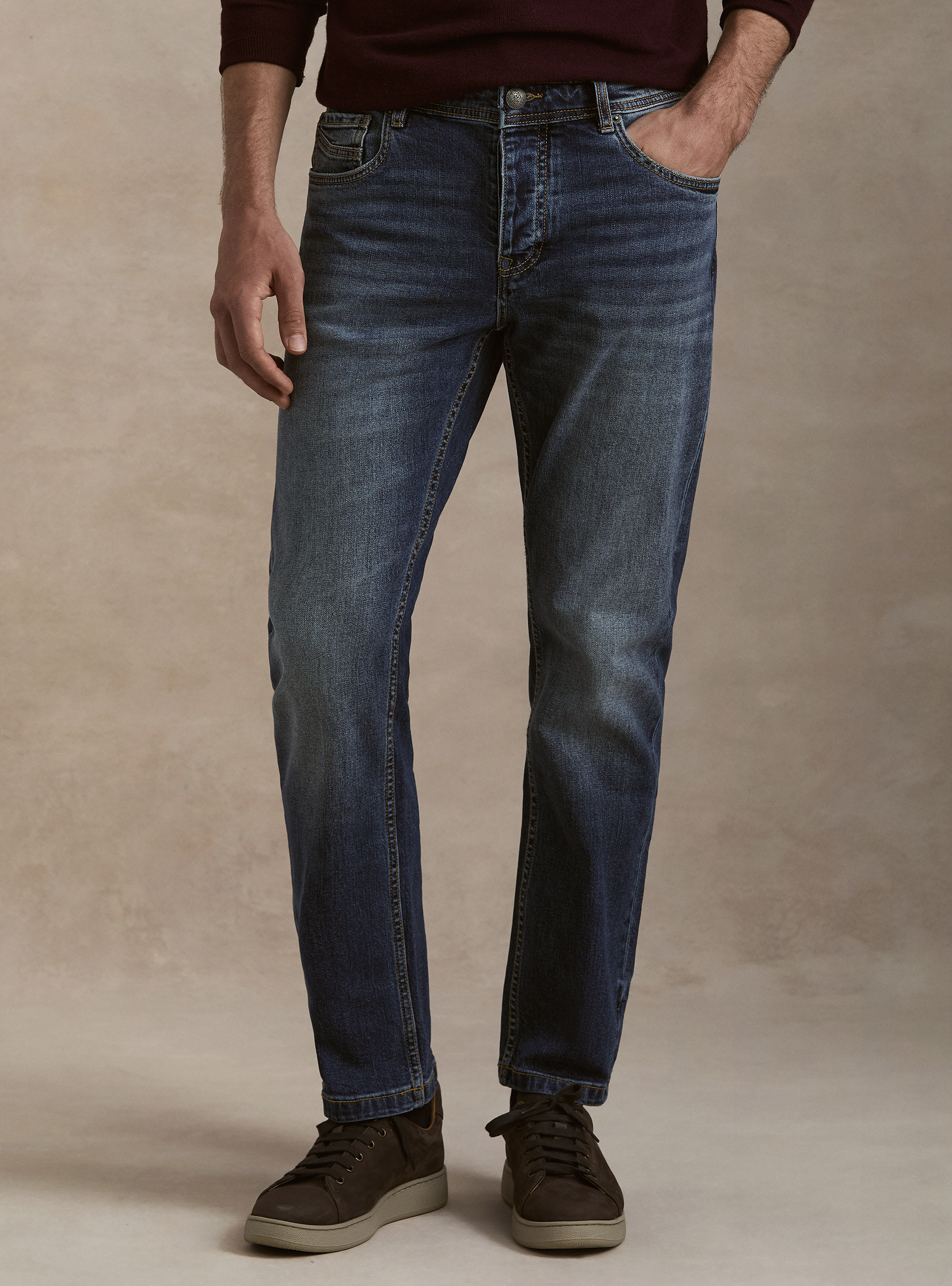 Denim in cotone stretch, BLU NAVY