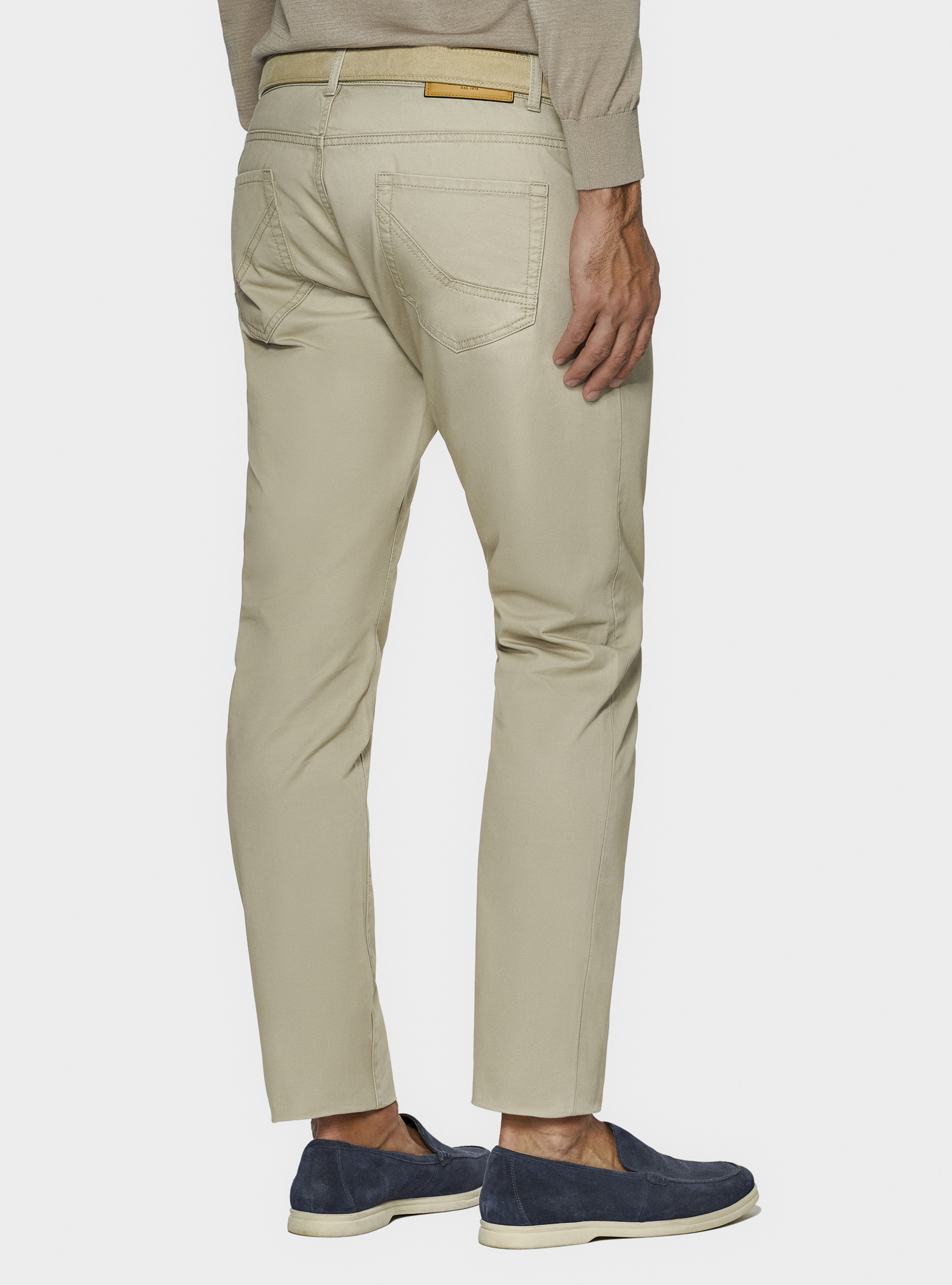 Pantaloni 5 tasche in twill di cotone, SABBIA