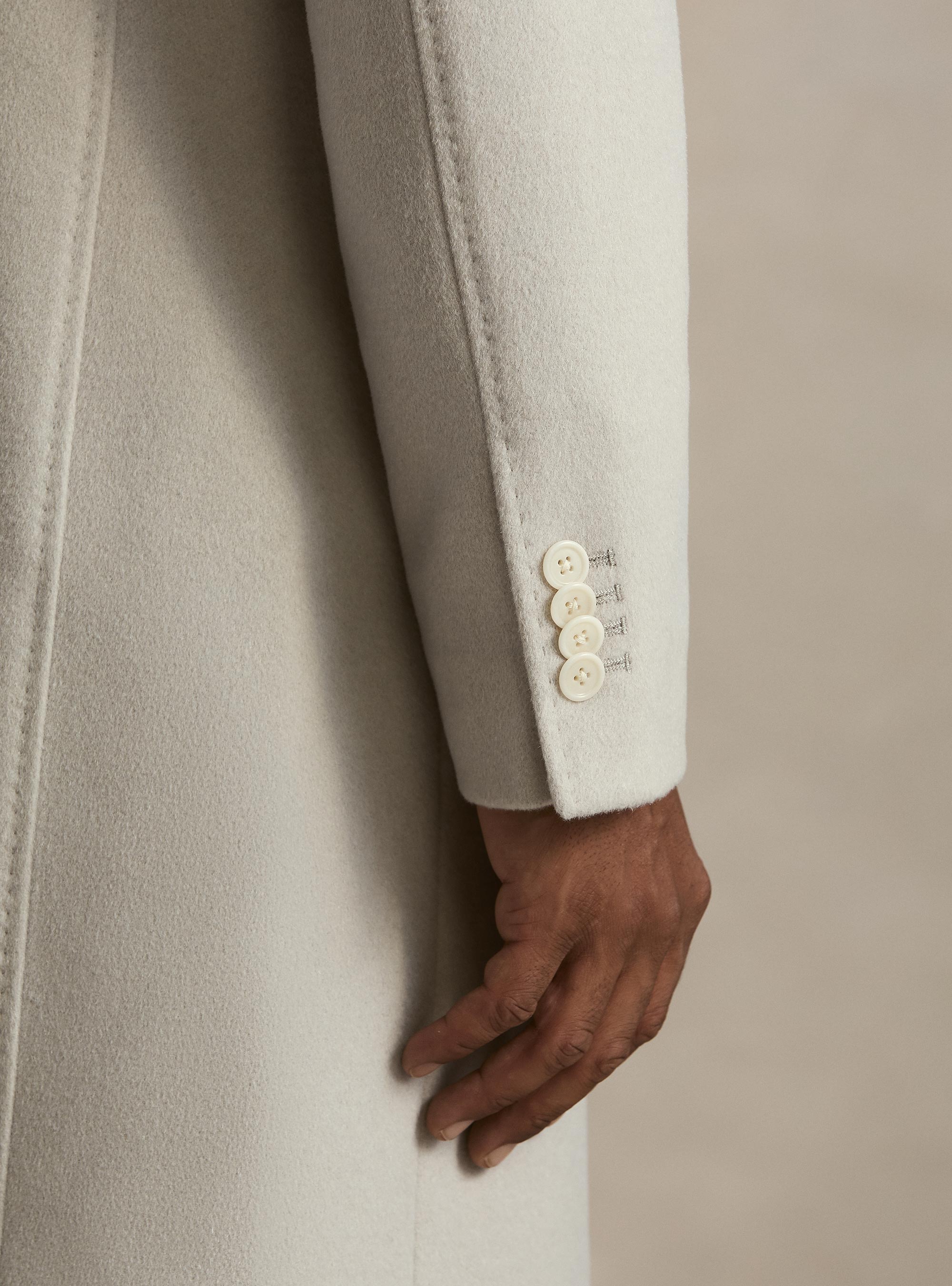 Cappotto monopetto in lana cashmere, ECRU 0536C