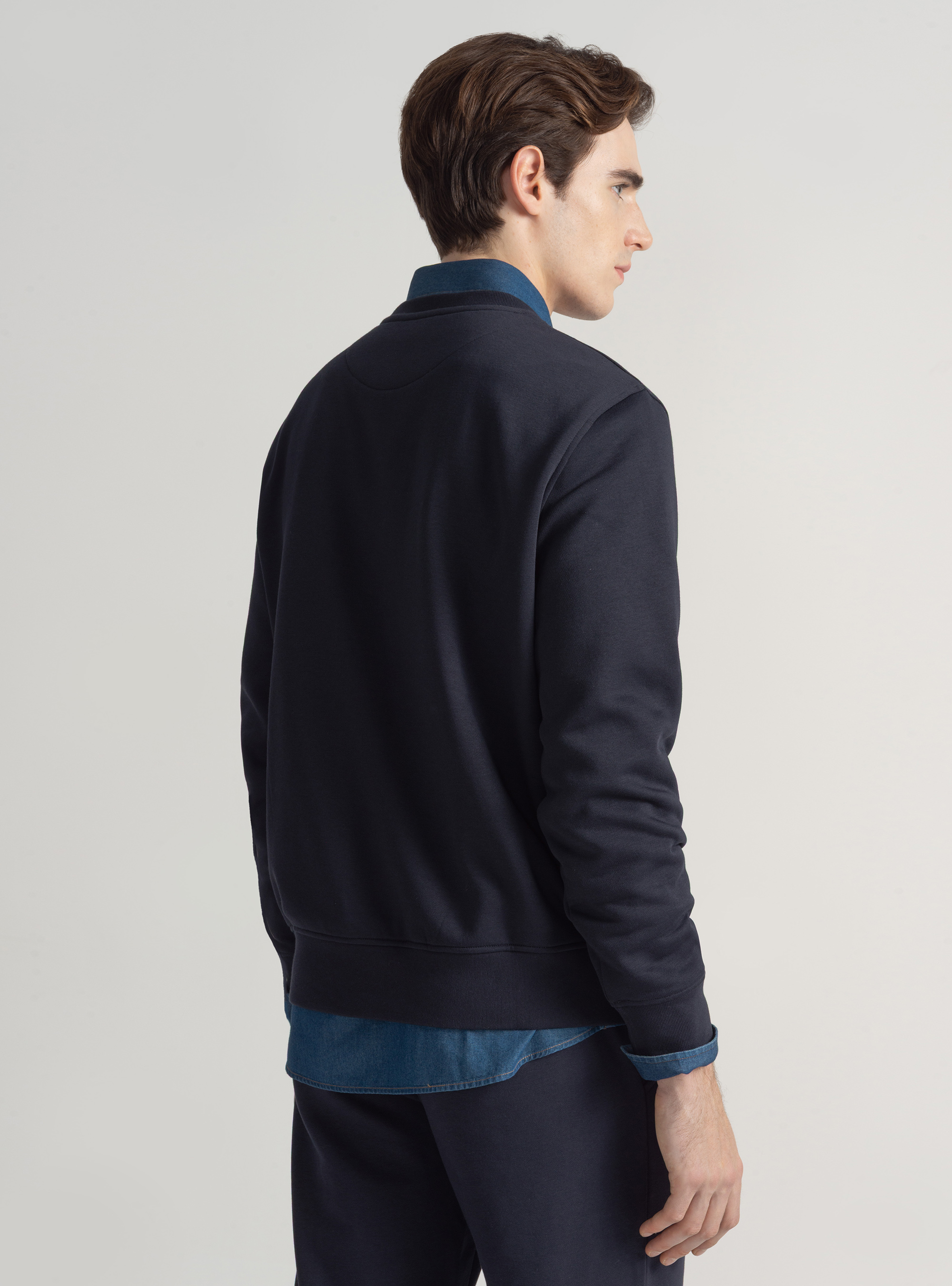 Felpa girocollo con logo gommato GT01, BLU NAVY