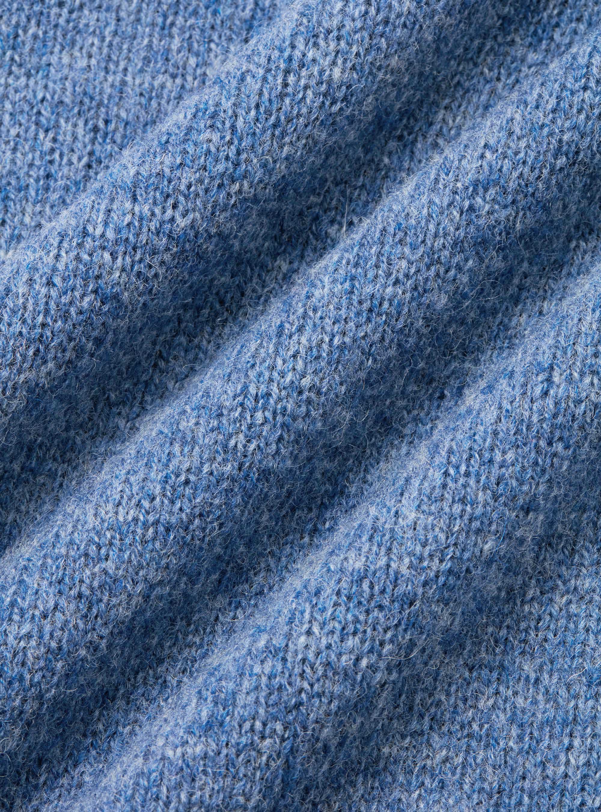 Maglia girocollo in pura lana shetland, 0243C DENIM