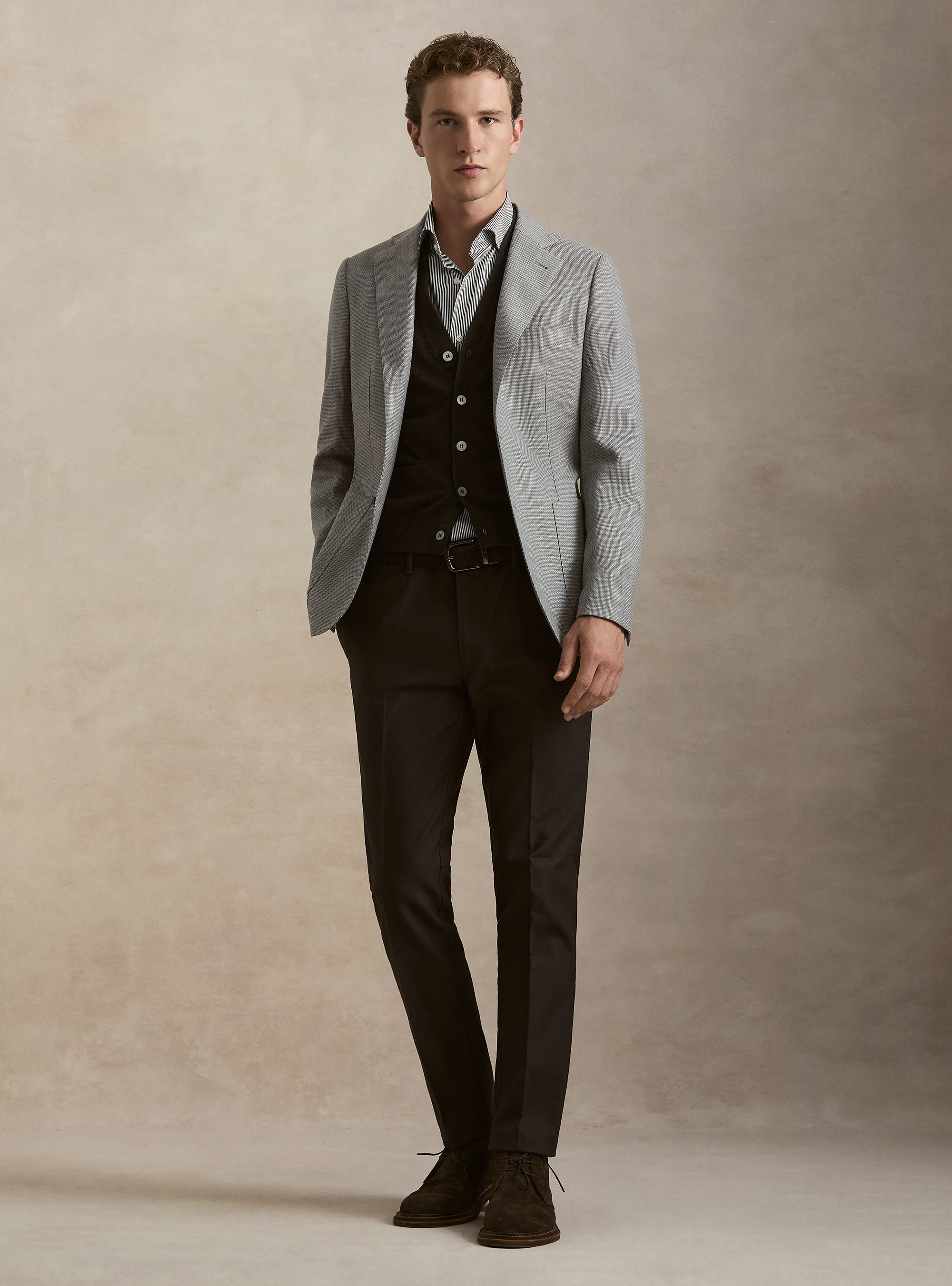 Giacca in lana hopsack, GRIGIO CHIARO