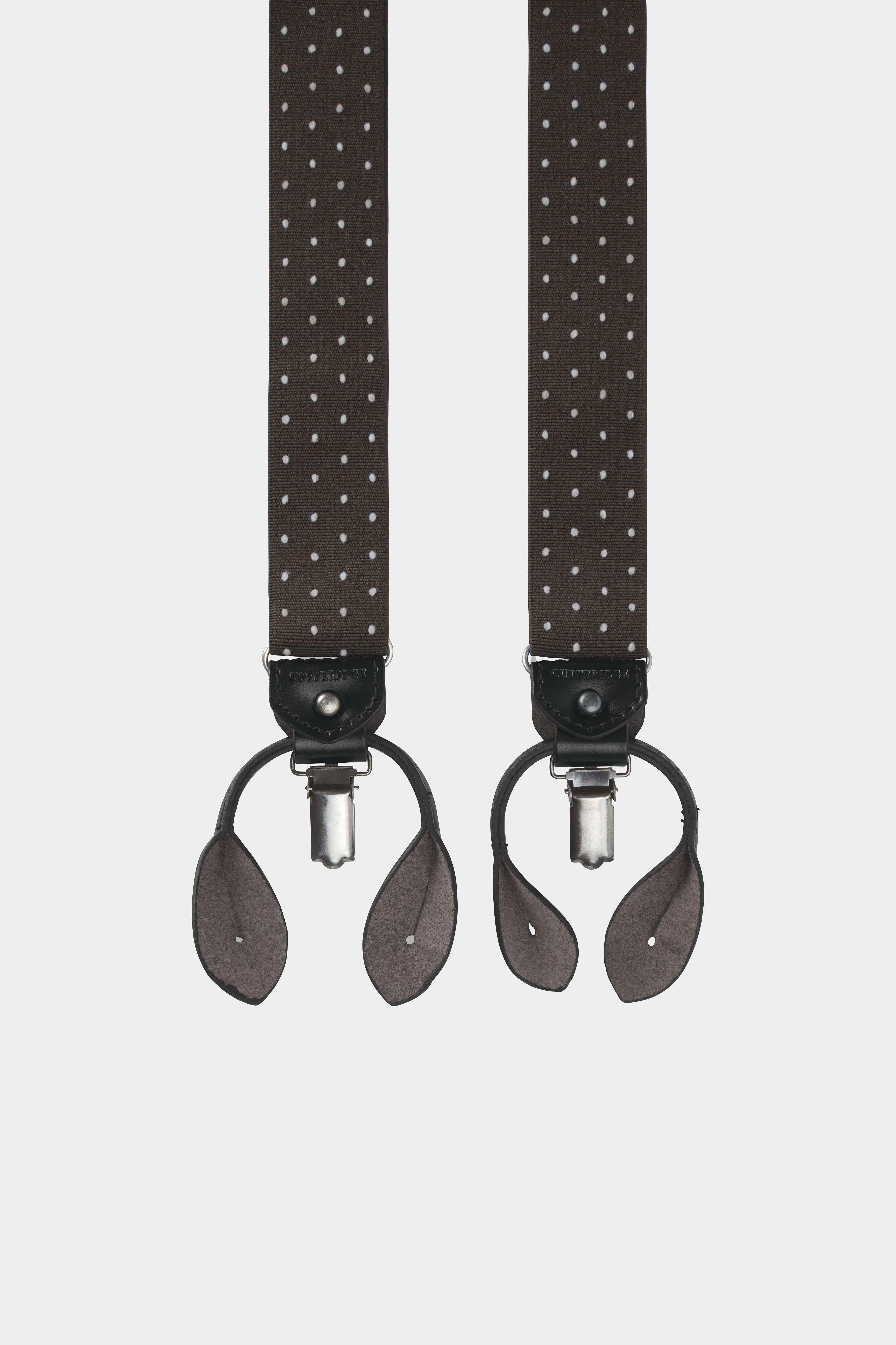 Bretelle fantasia micro pois, MARRONE