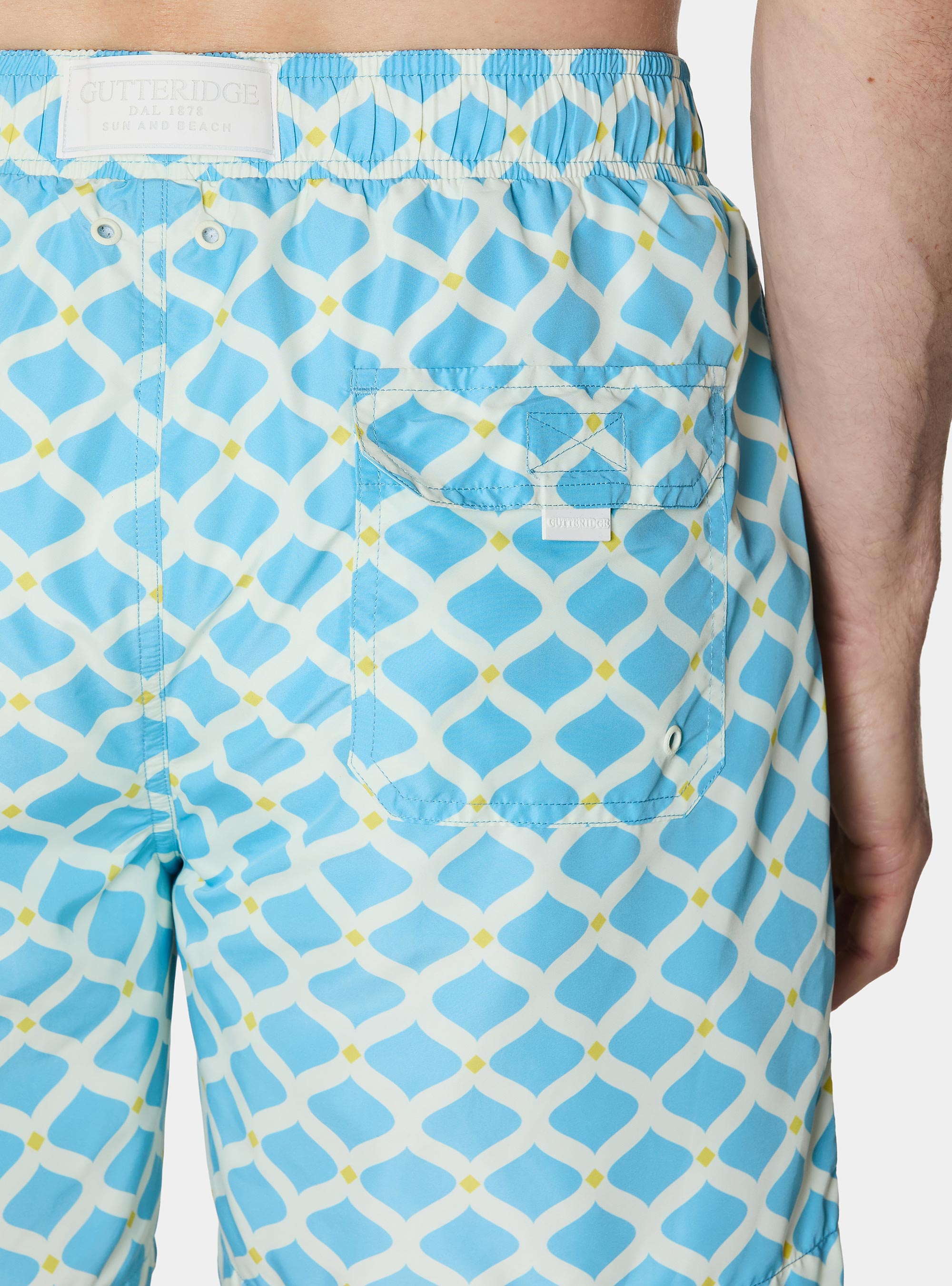 Costume da bagno stampa geometrica, AZZURRO