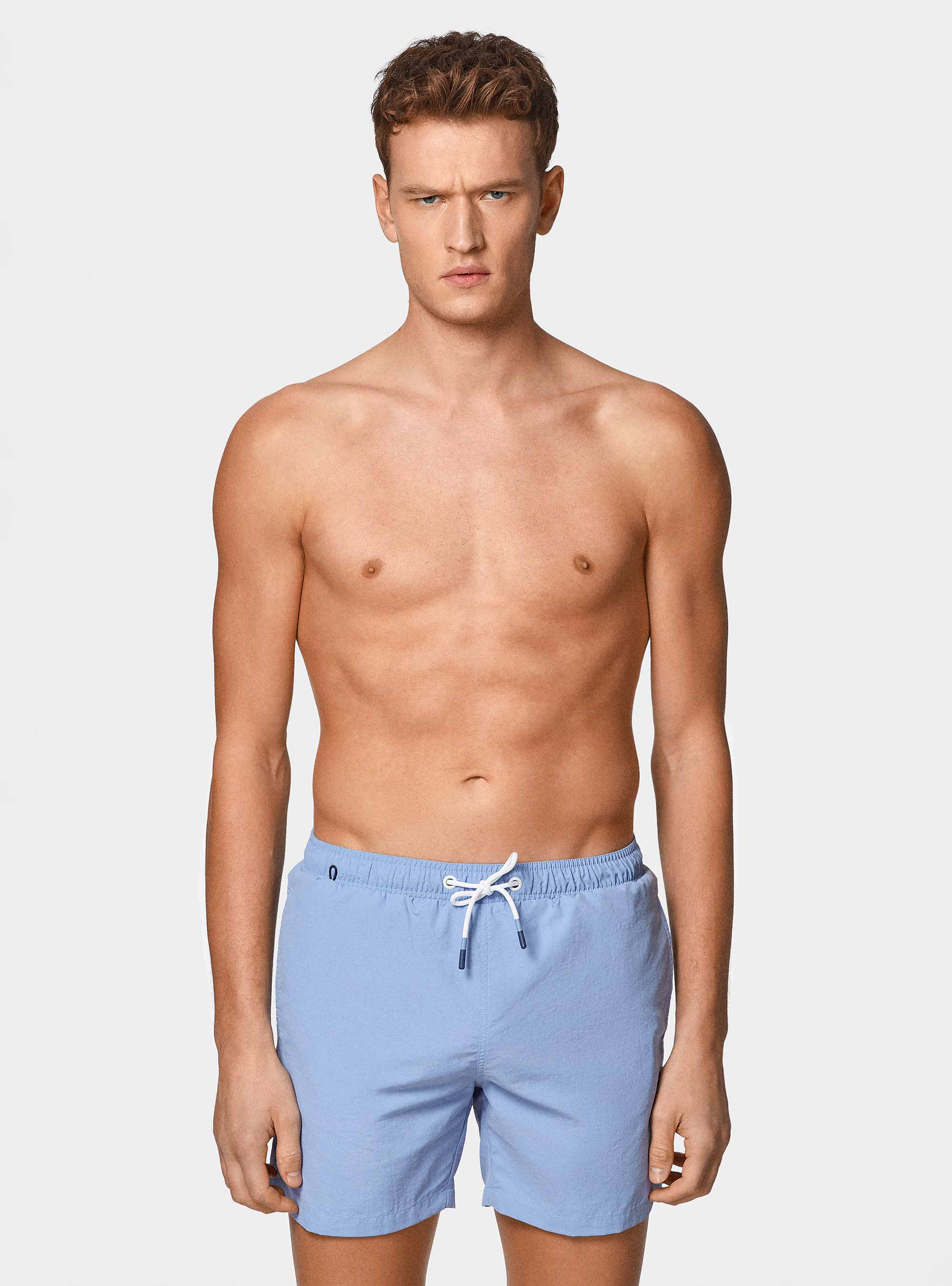Costume da bagno tinta unita, AZZURRO