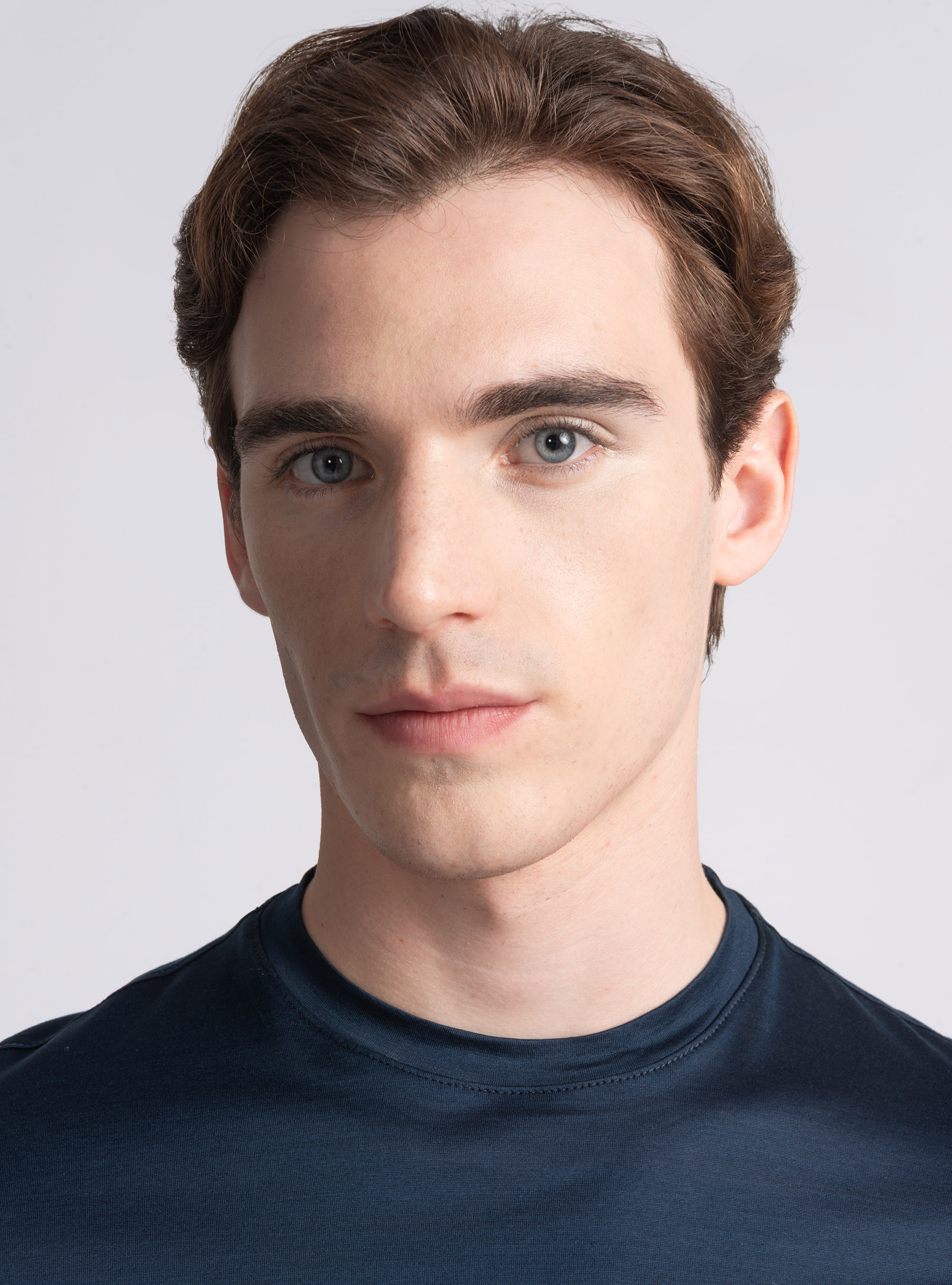 T-shirt mezza manica in filo di Scozia, BLU NAVY