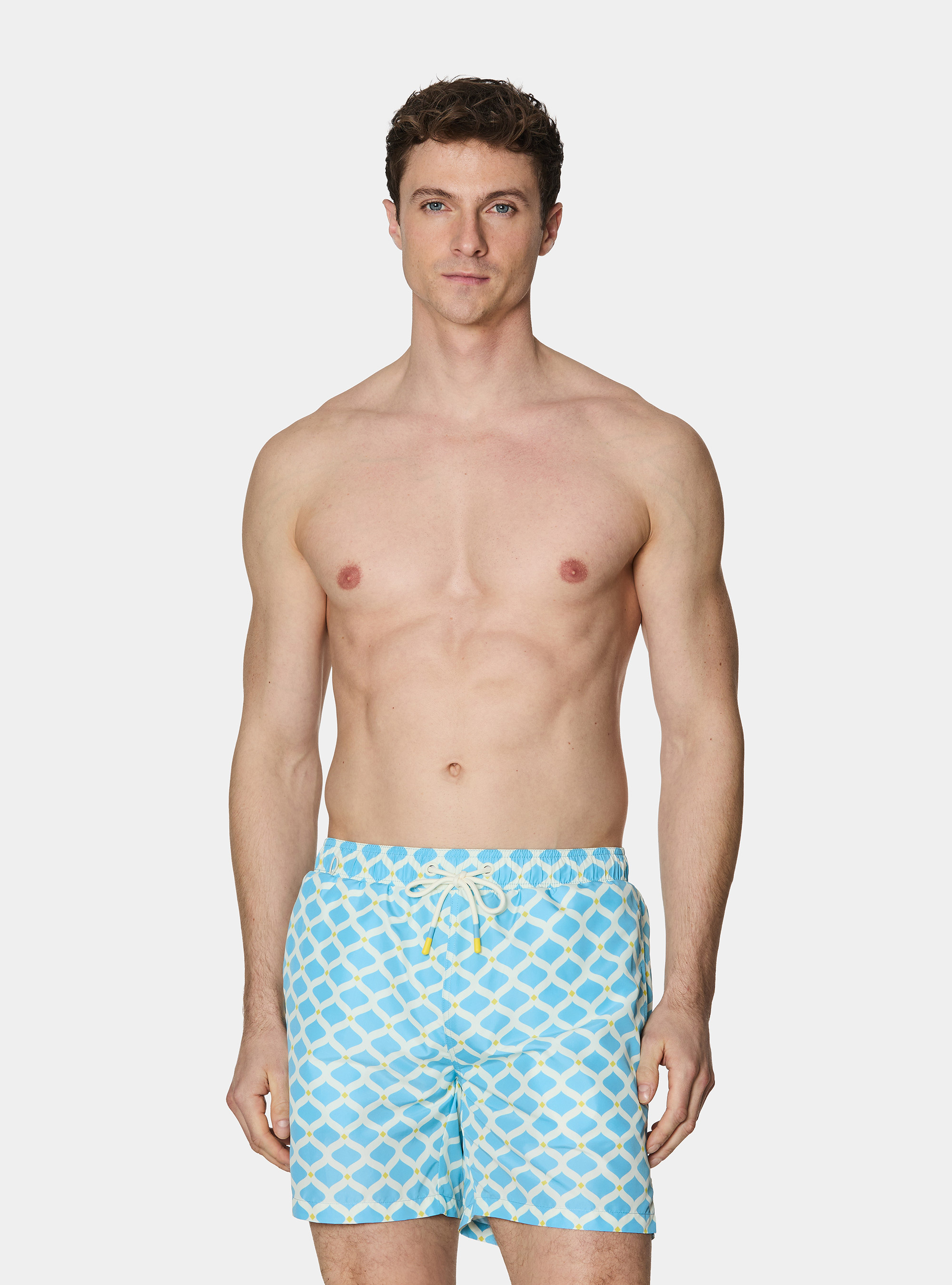 Costume da bagno stampa geometrica, AZZURRO