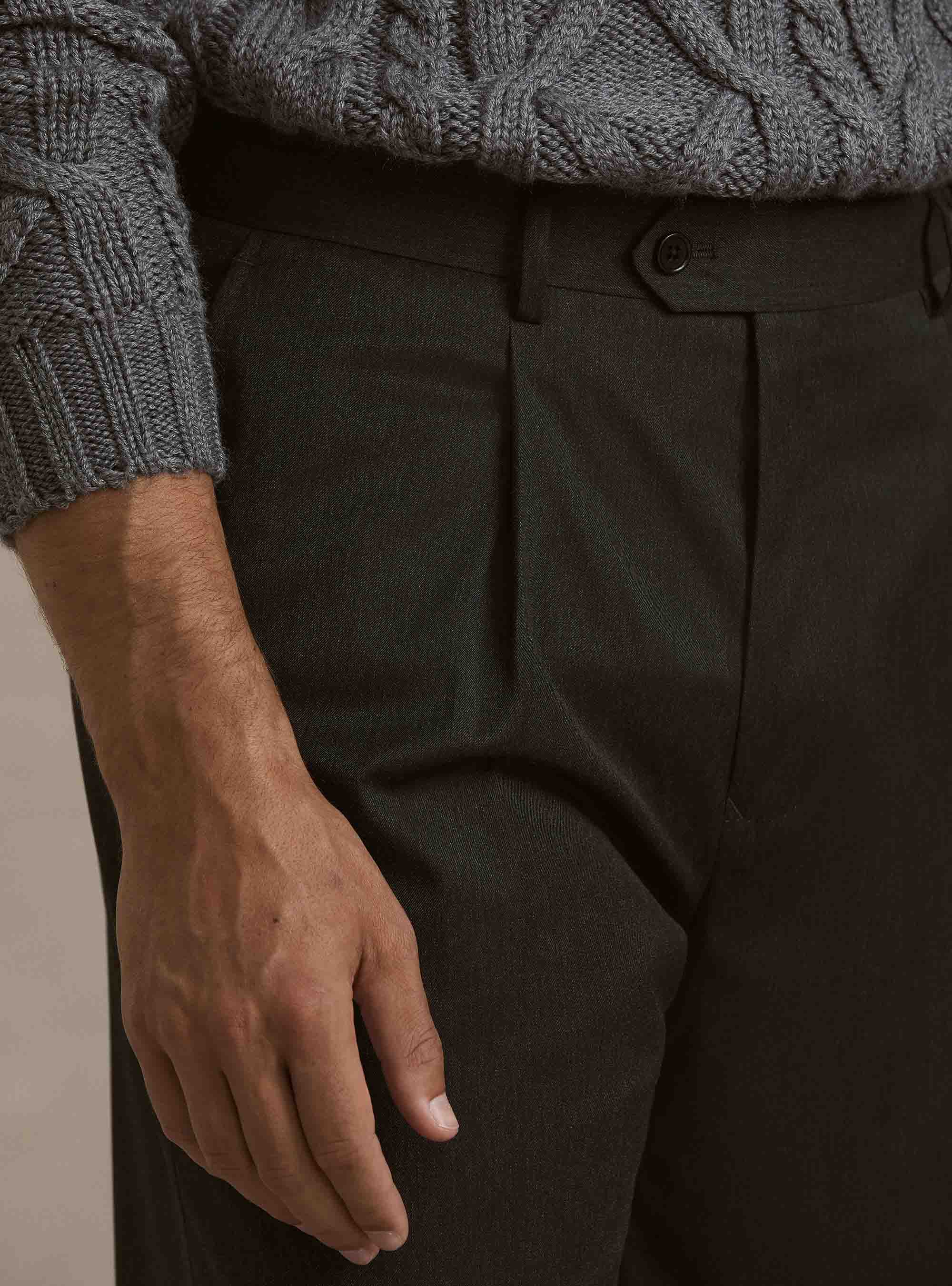 Pantaloni wide leg con pince, ASFALTO