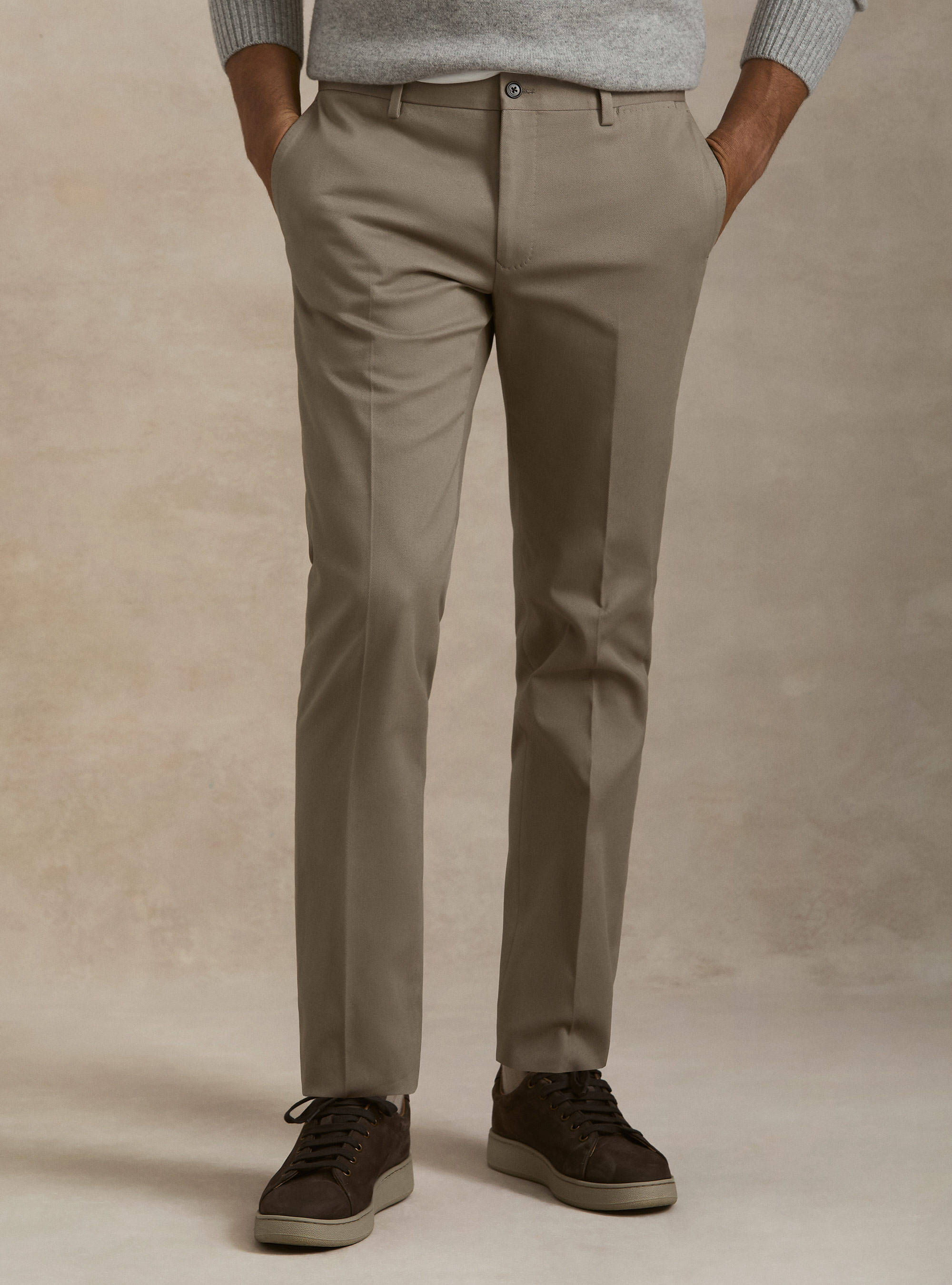 Pantaloni in cotone smerigliato, FANGO 0568C
