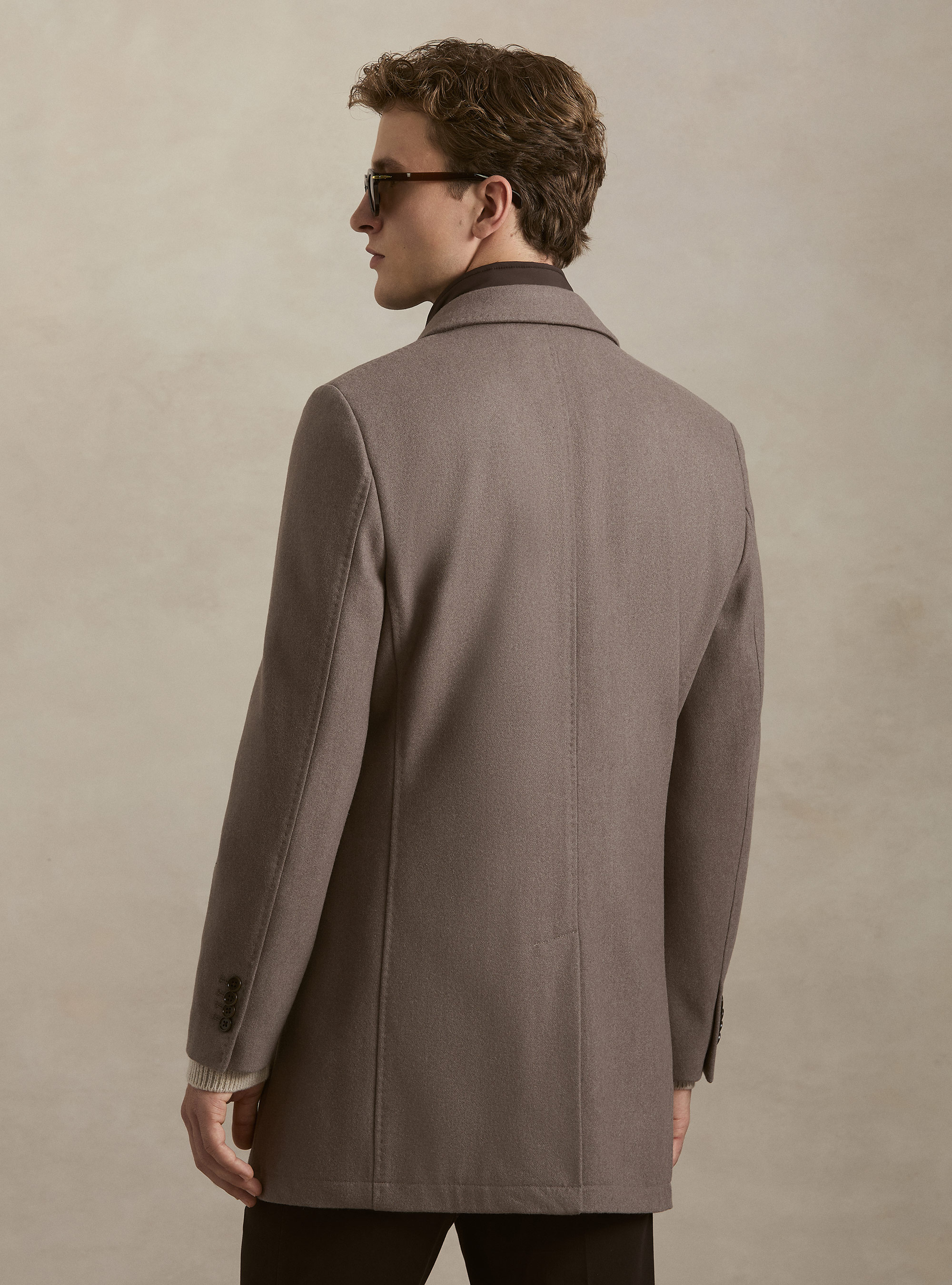 Cappotto in misto lana con pettorina, FANGO 0555C