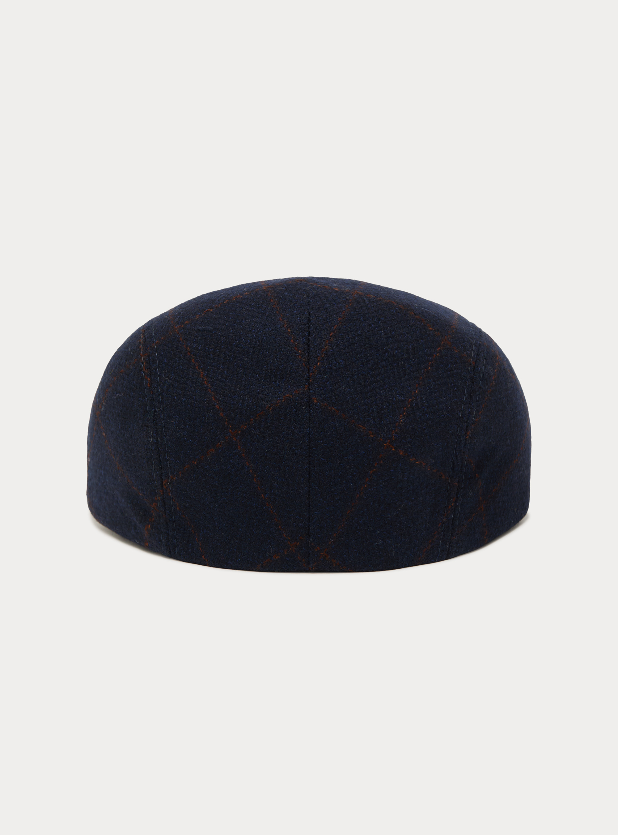Coppola a quadri in lana cashmere lanificio di Pray, BLU NAVY