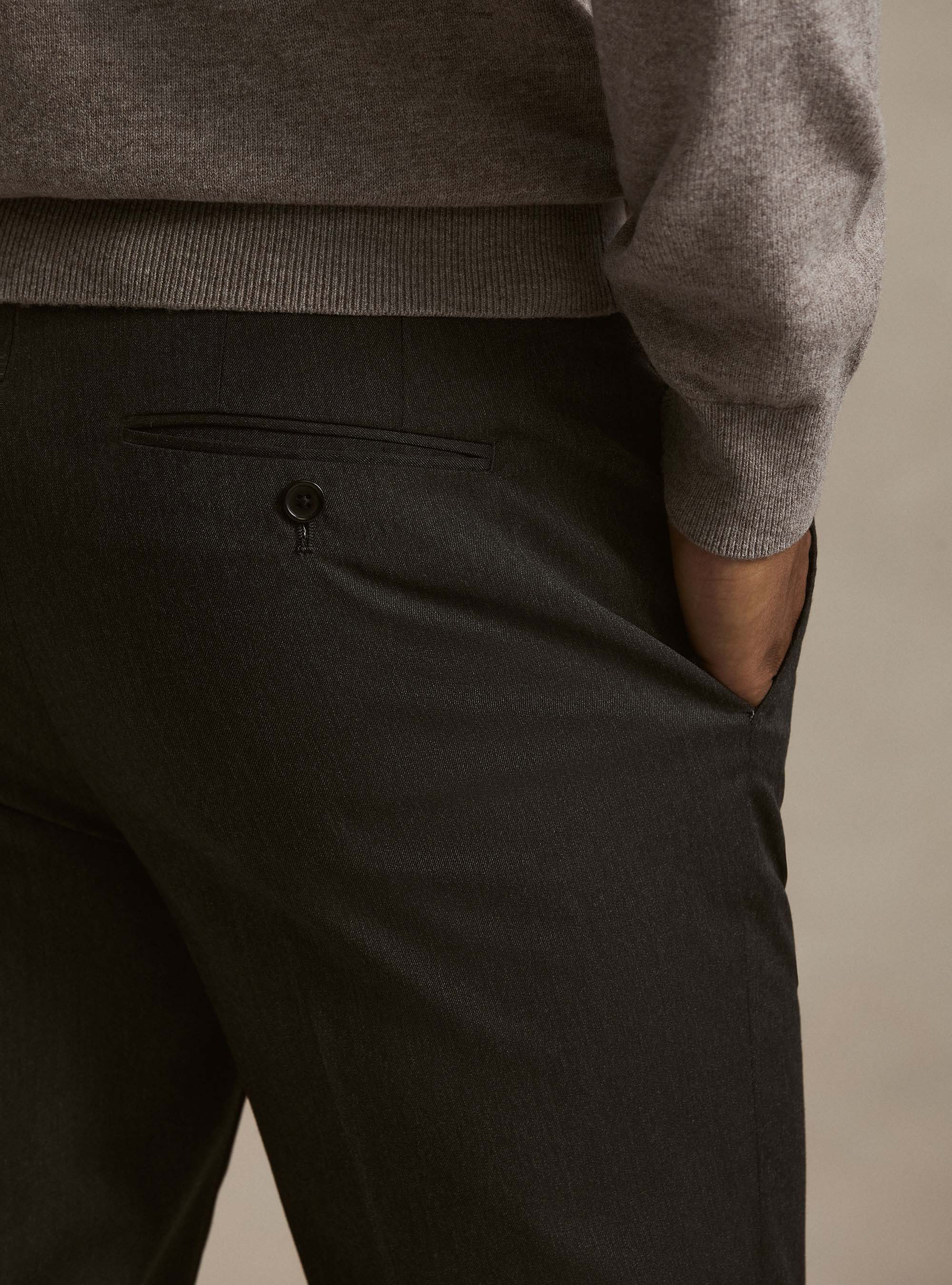 Pantaloni abito classico slim fit, ASFALTO