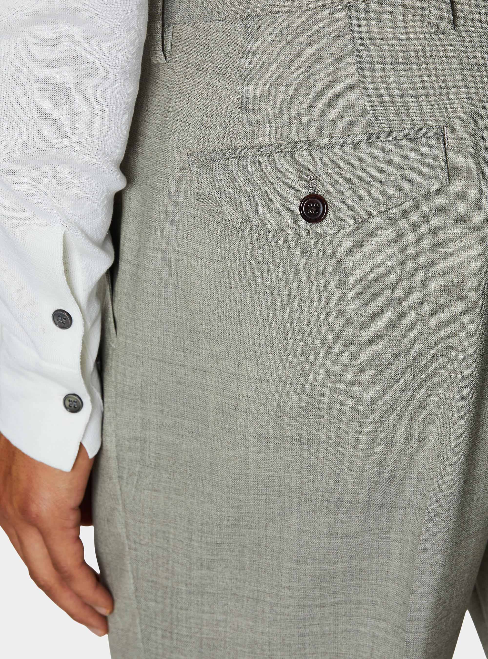 Pantaloni doppia pince in pura lana Vitale Barberis Canonico, ECRU