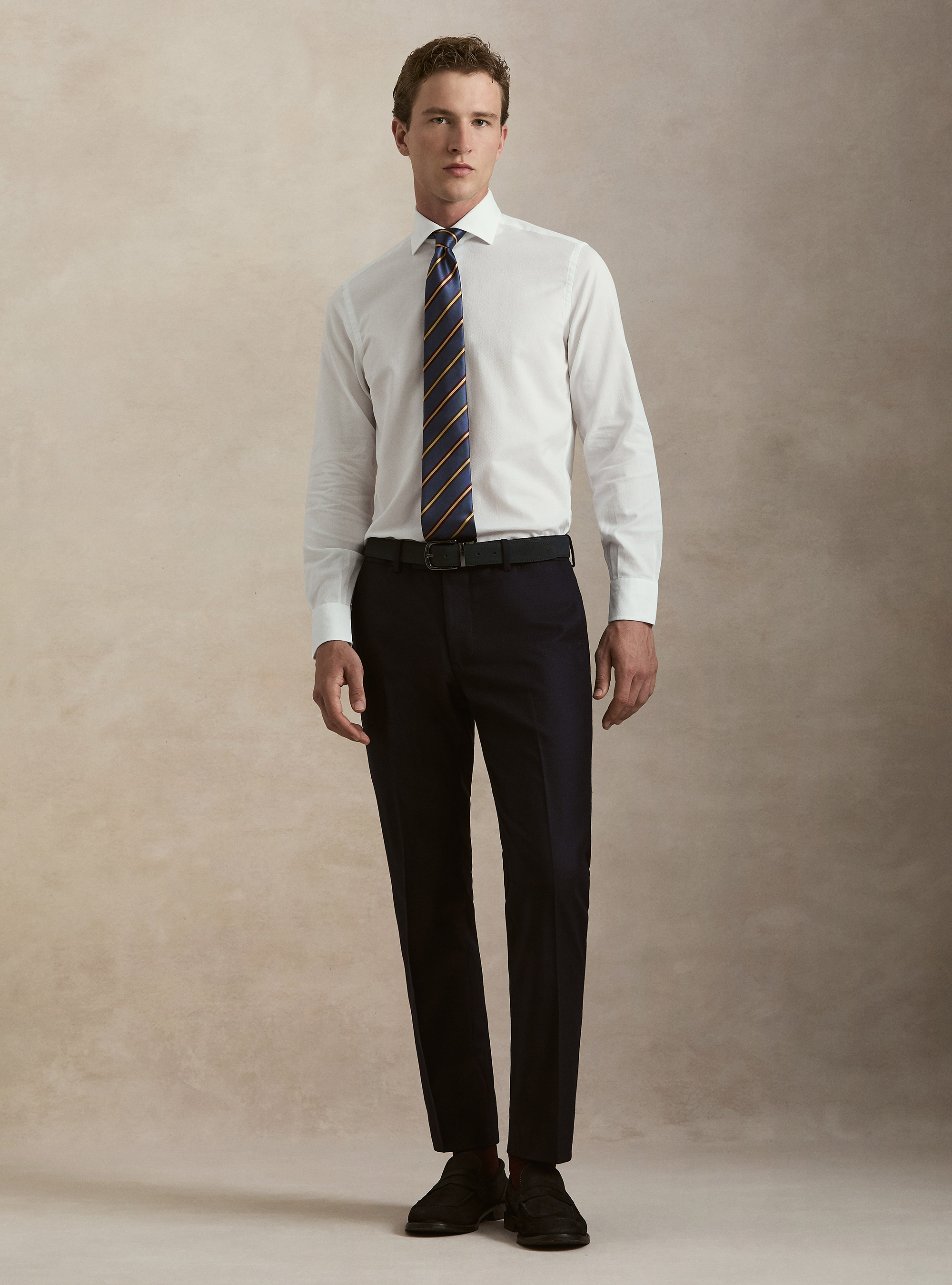 Camicia in cotone operato, BIANCO