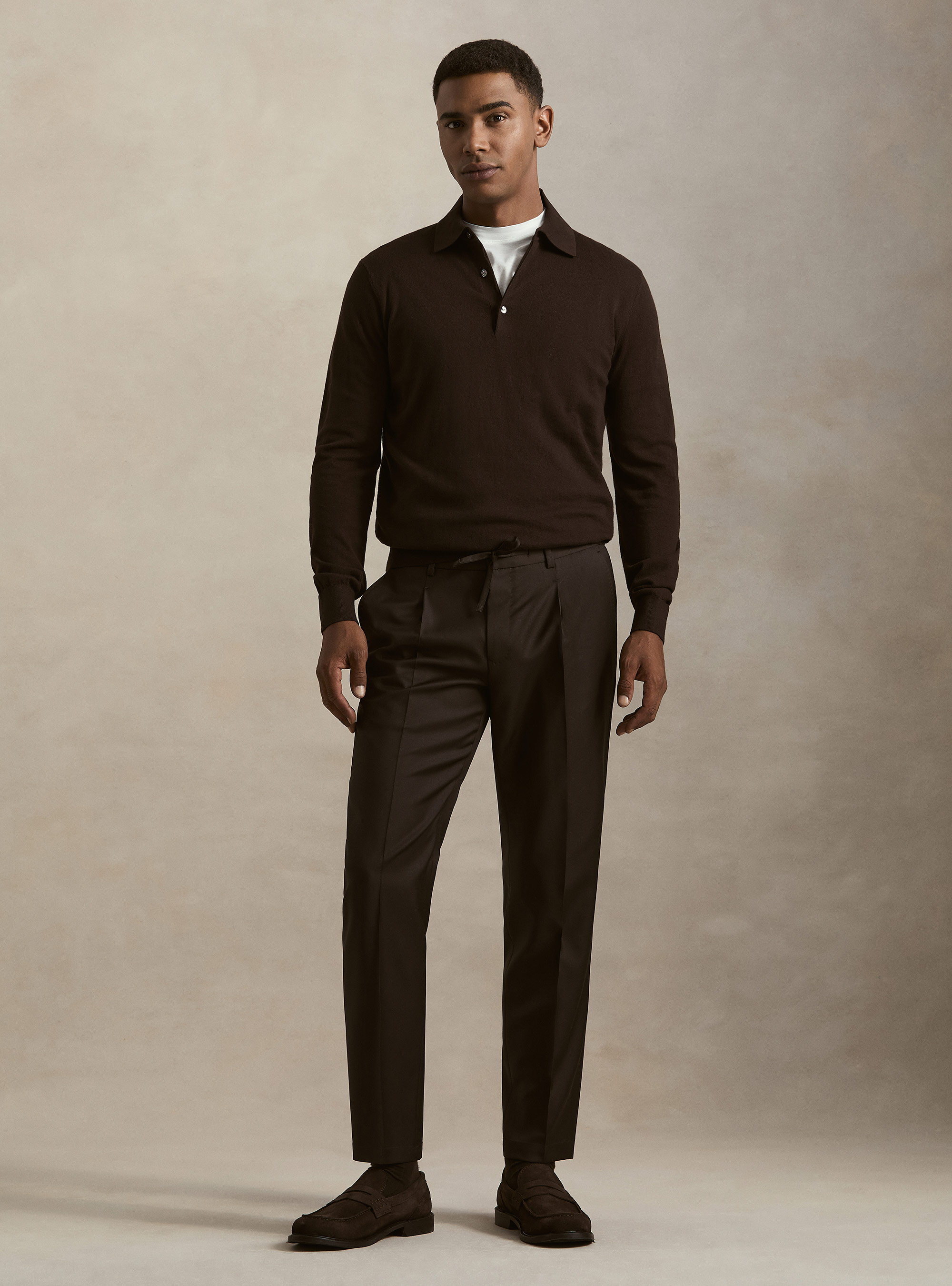 Pantaloni con coulisse in lana Vitale Barberis Canonico, MARRONE 0508C