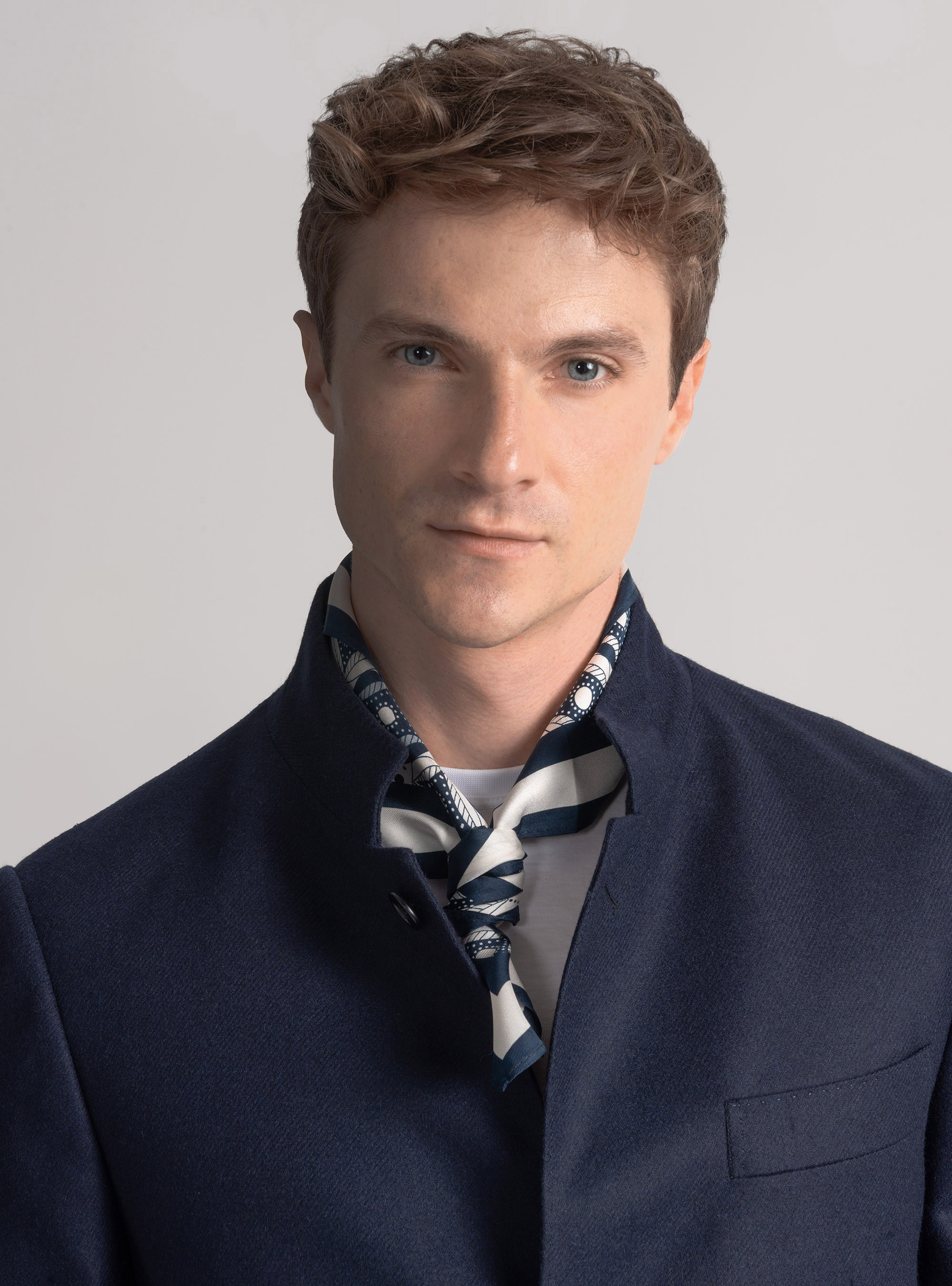 Giacca coreana in flanella di lana, BLU NAVY