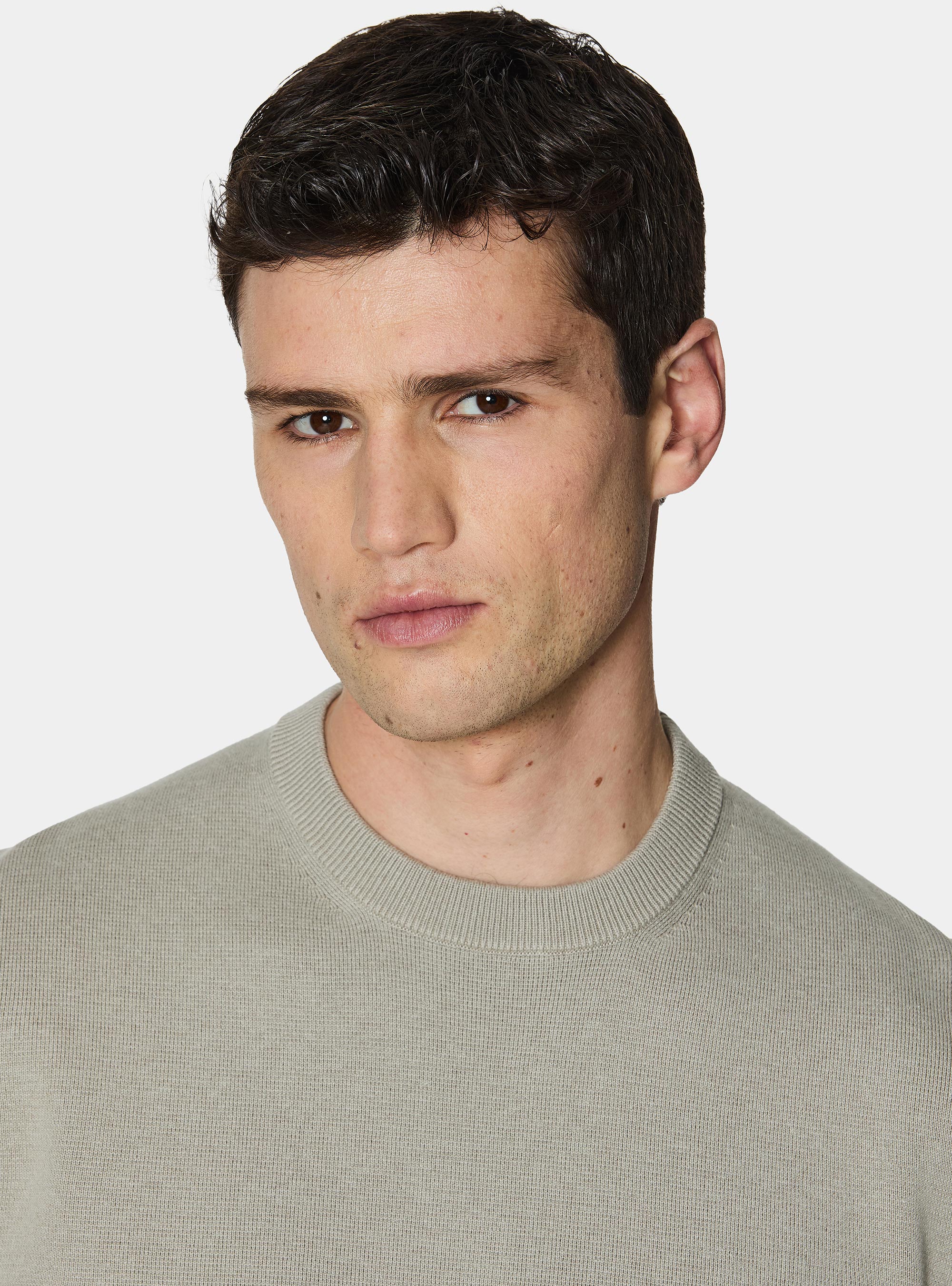 Maglia girocollo in misto cotone, SABBIA