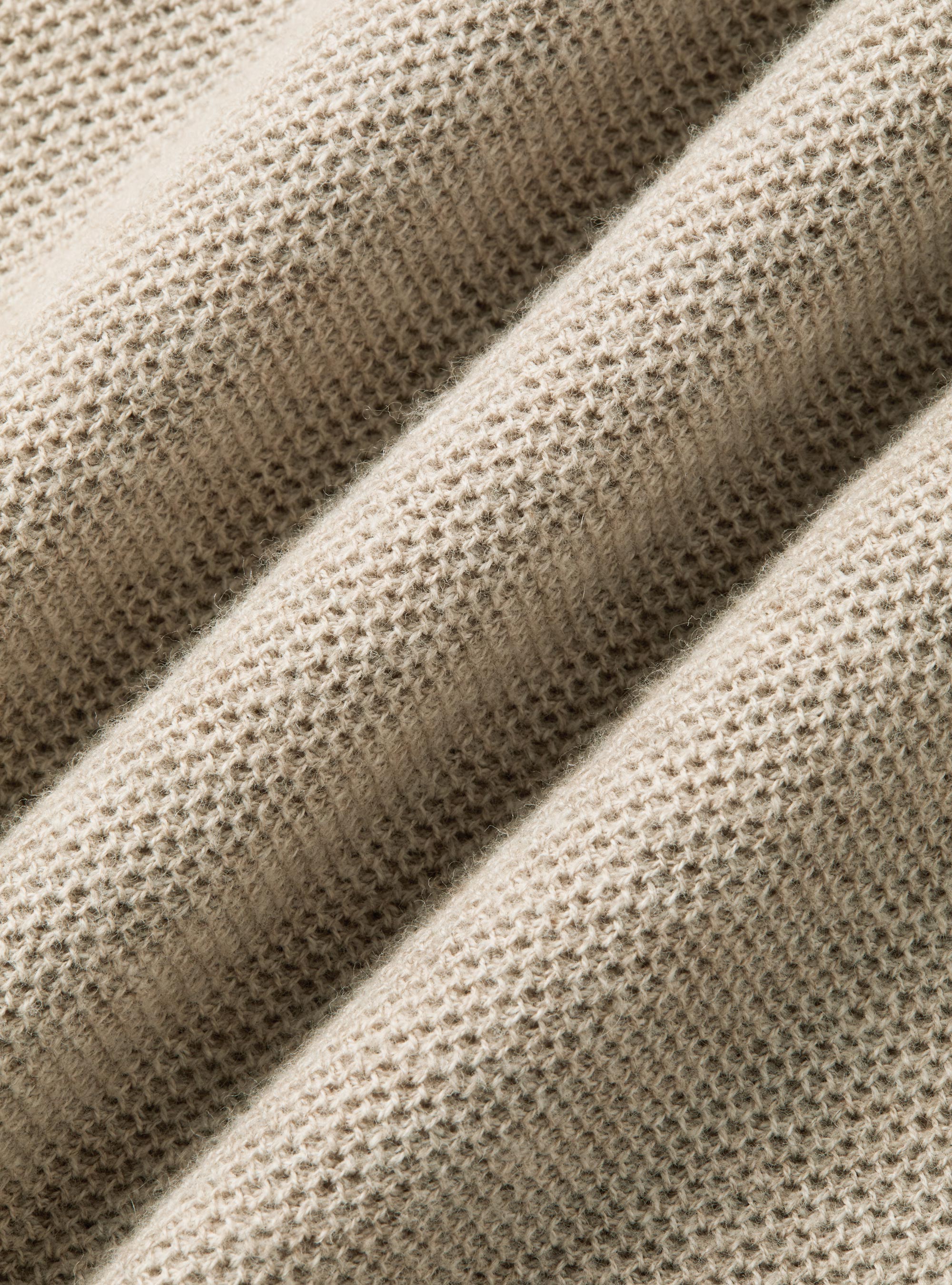Dolcevita in maglia nido d'ape in cotone e cashmere, ECRU