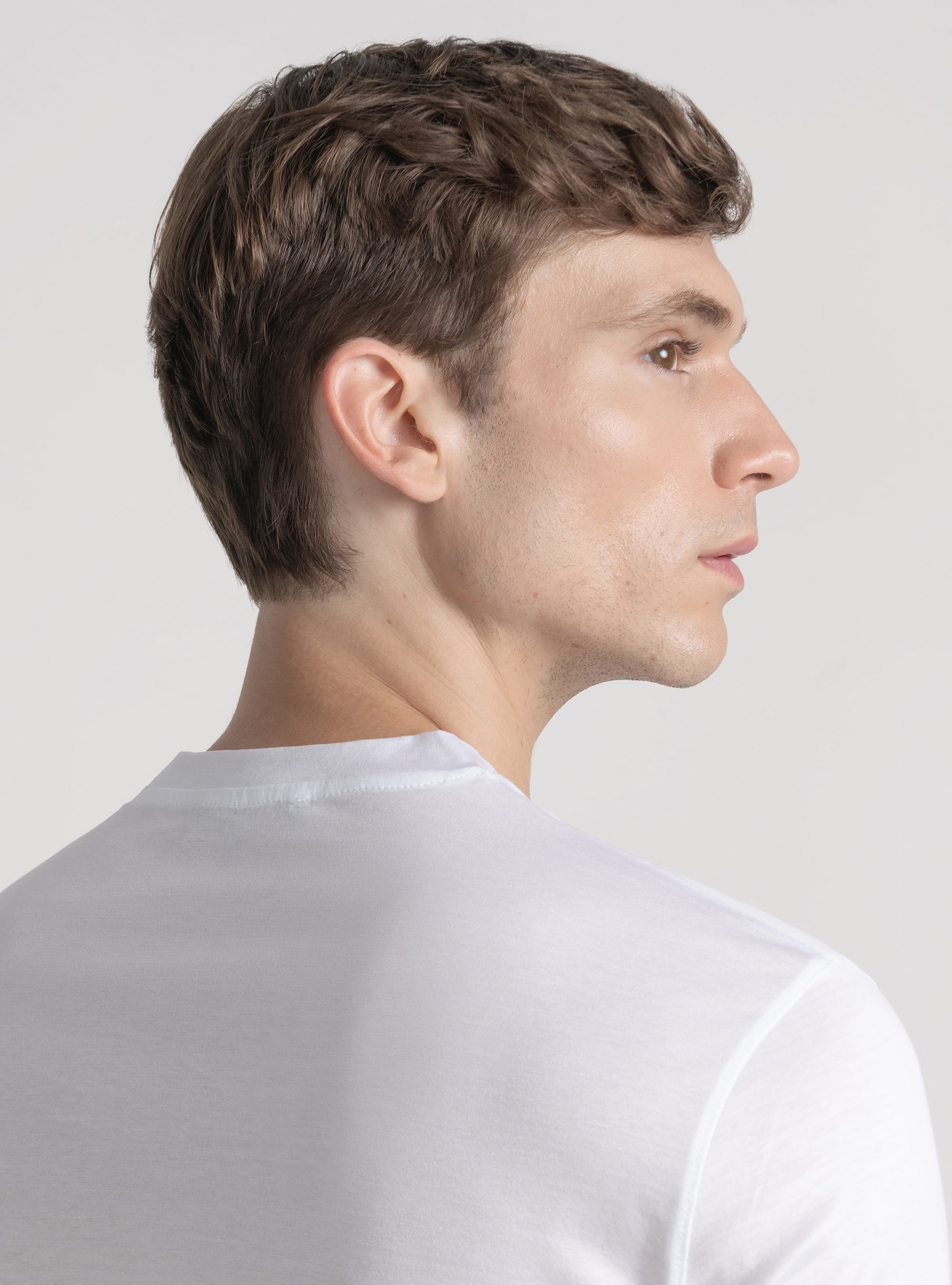 T-shirt mezza manica in filo di Scozia, BIANCO