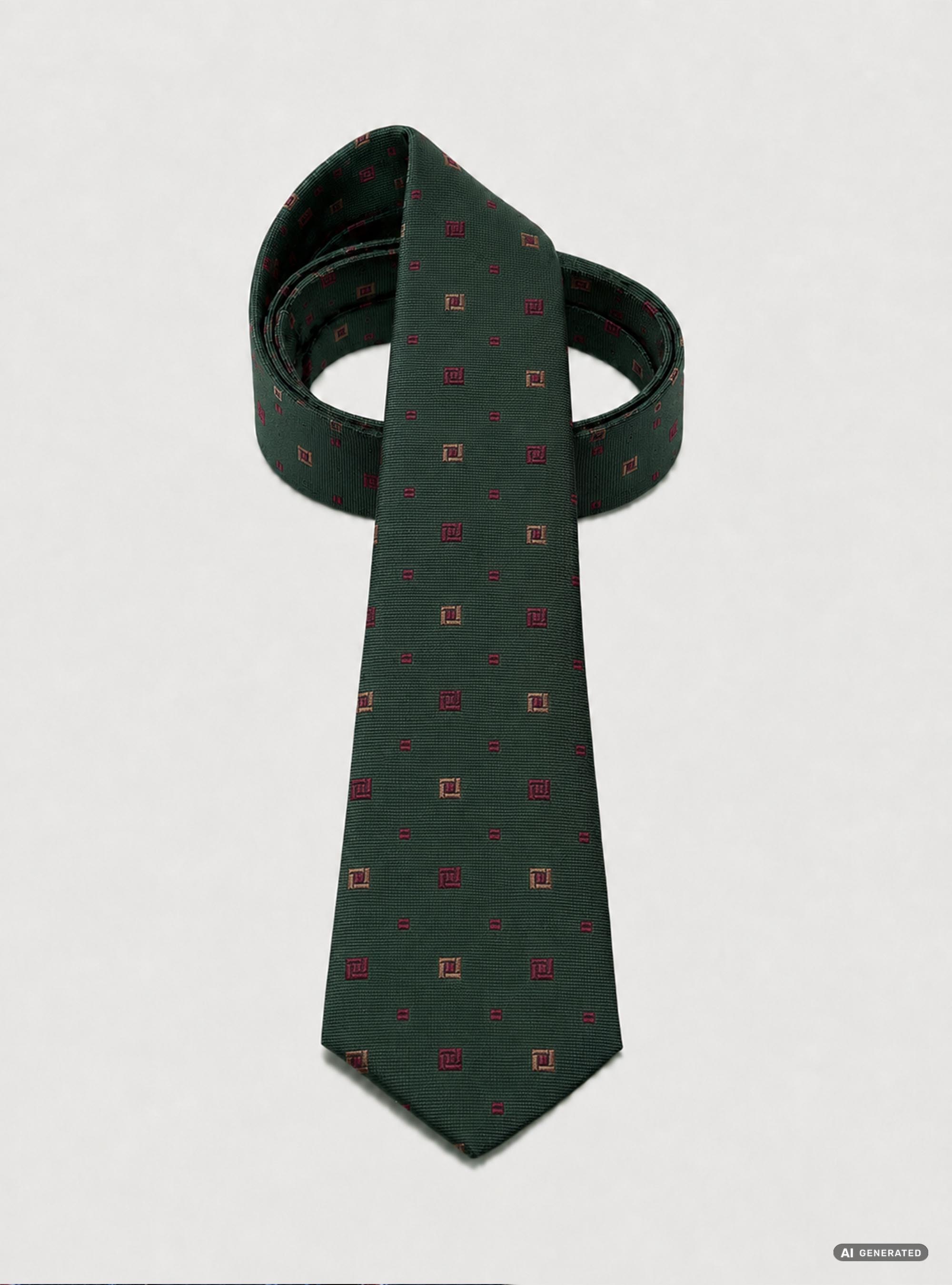 Cravatta in seta jacquard con micro fantasia, VERDE
