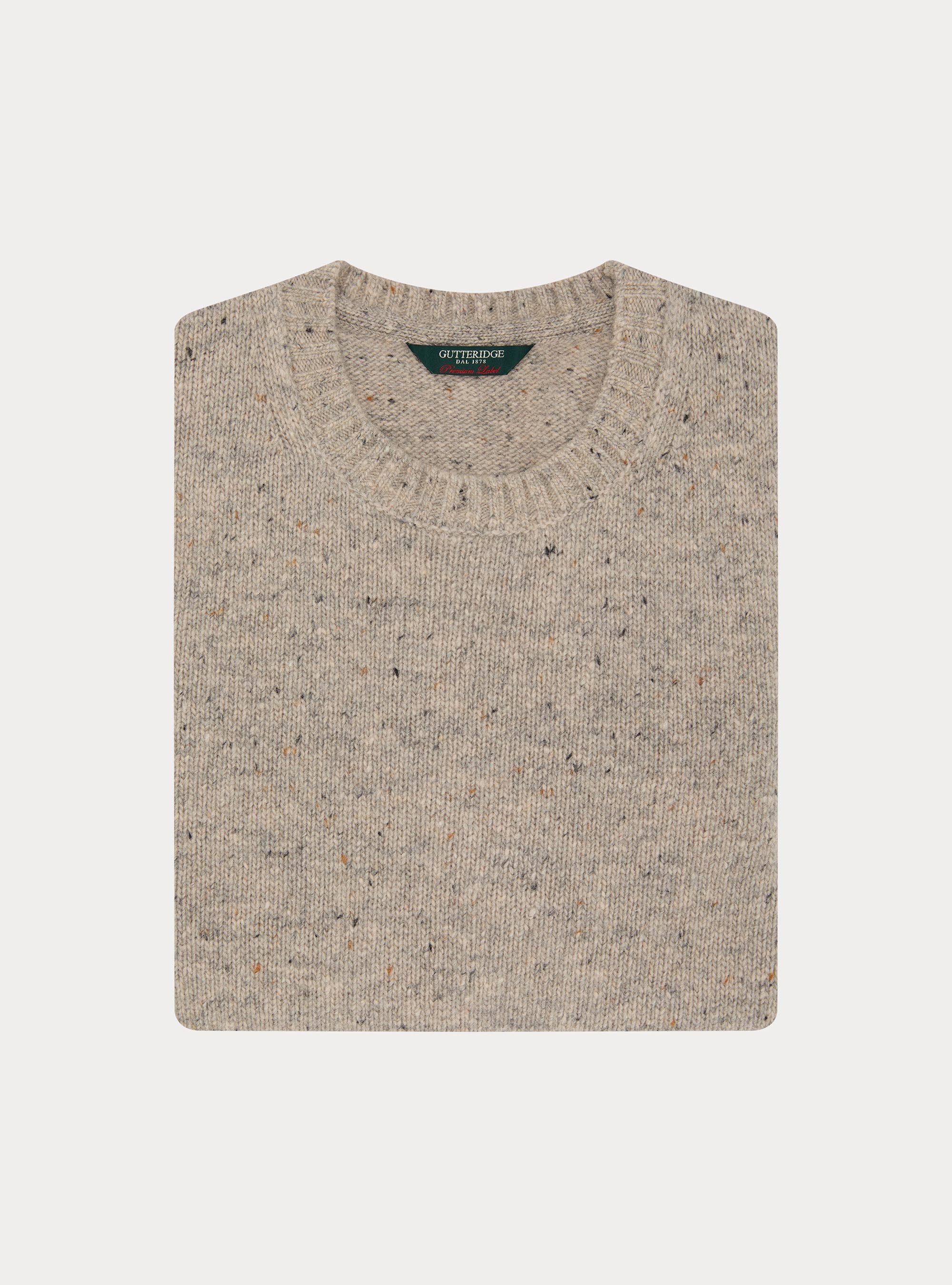 Girocollo in maglia bottonato misto lana merino, GRIGIO CHIARO MELANGE