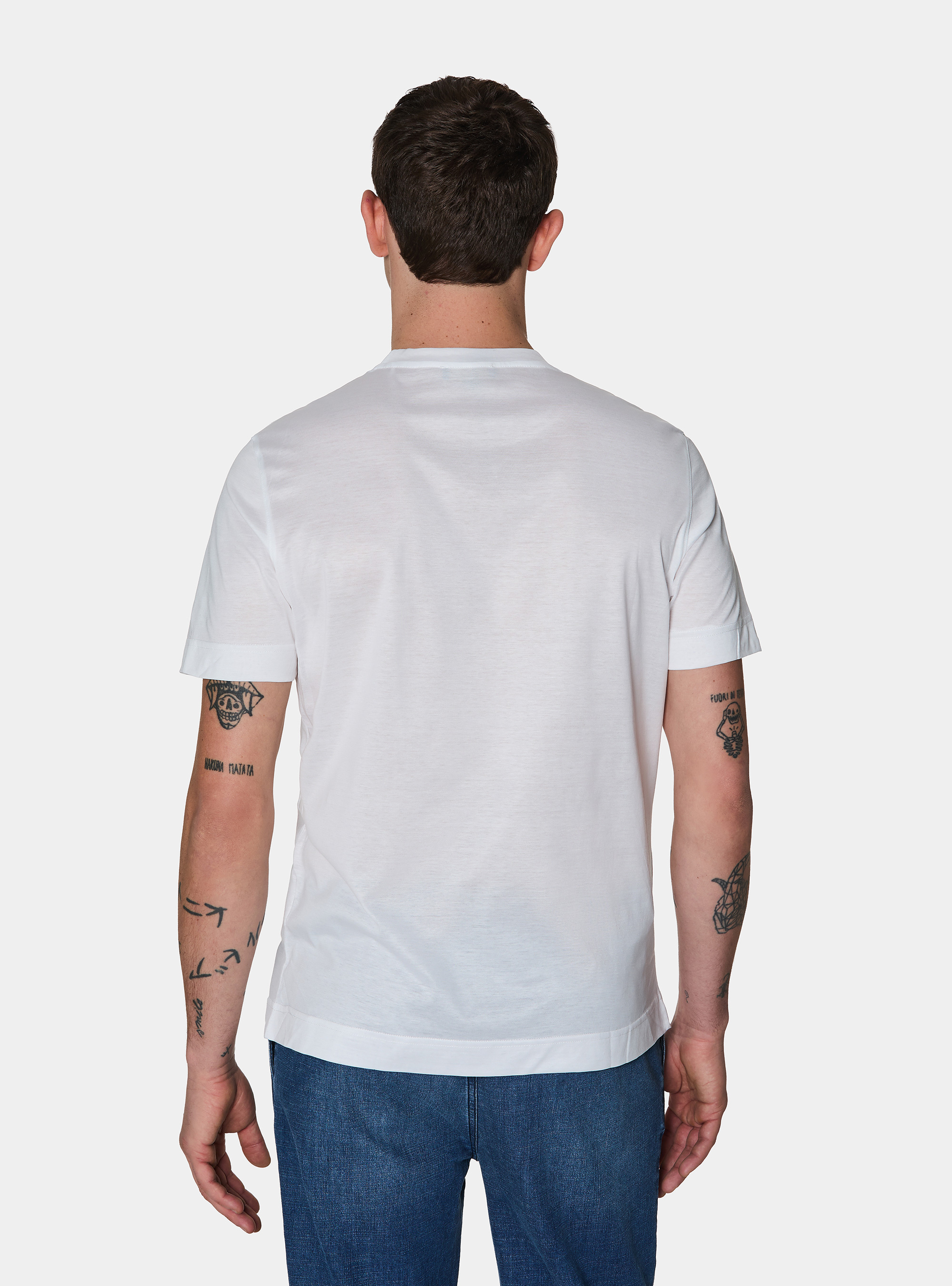 T-shirt mezza manica in filo di Scozia, BIANCO