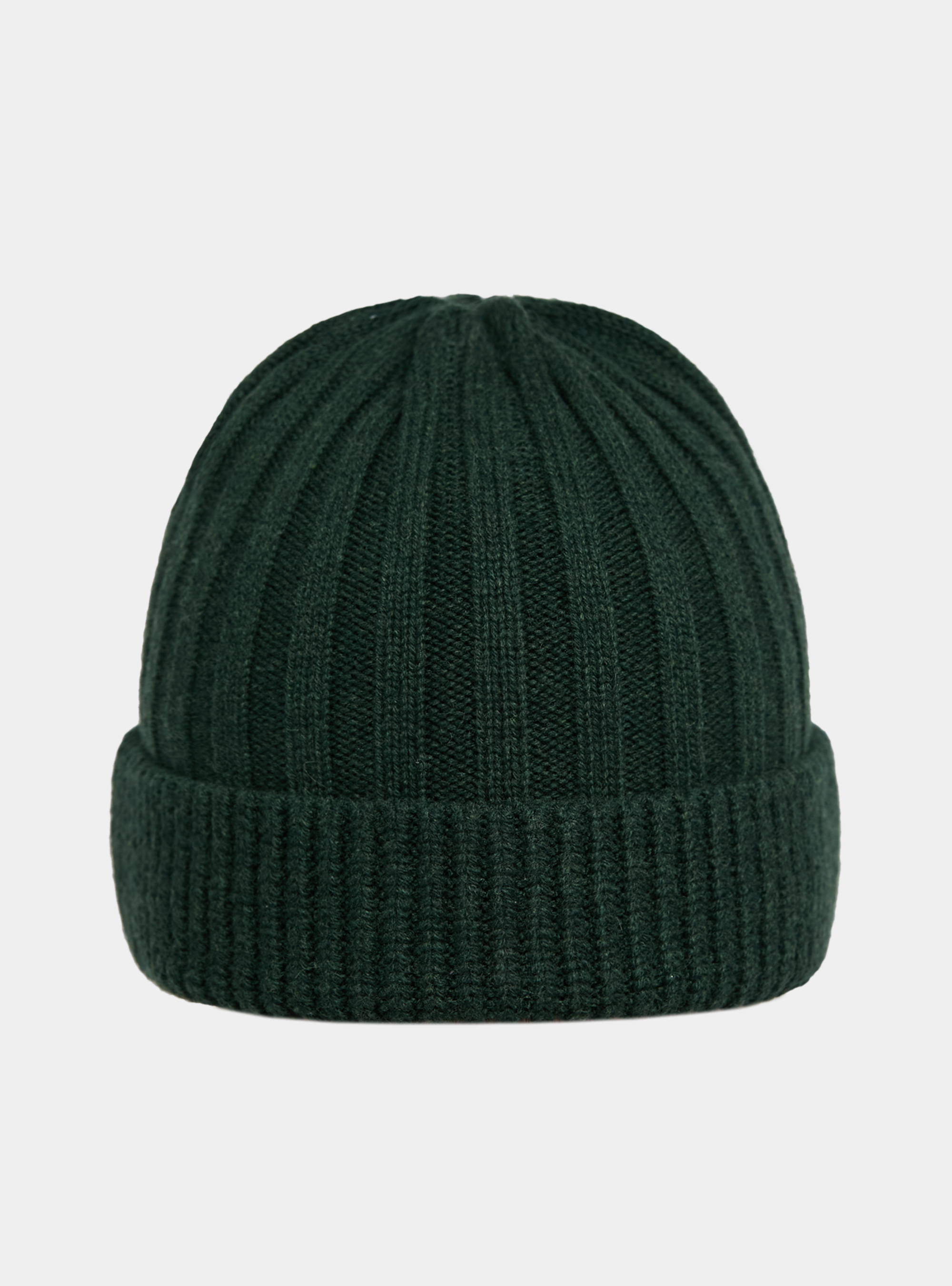 Cappello a costa inglese in misto cashmere, VERDE