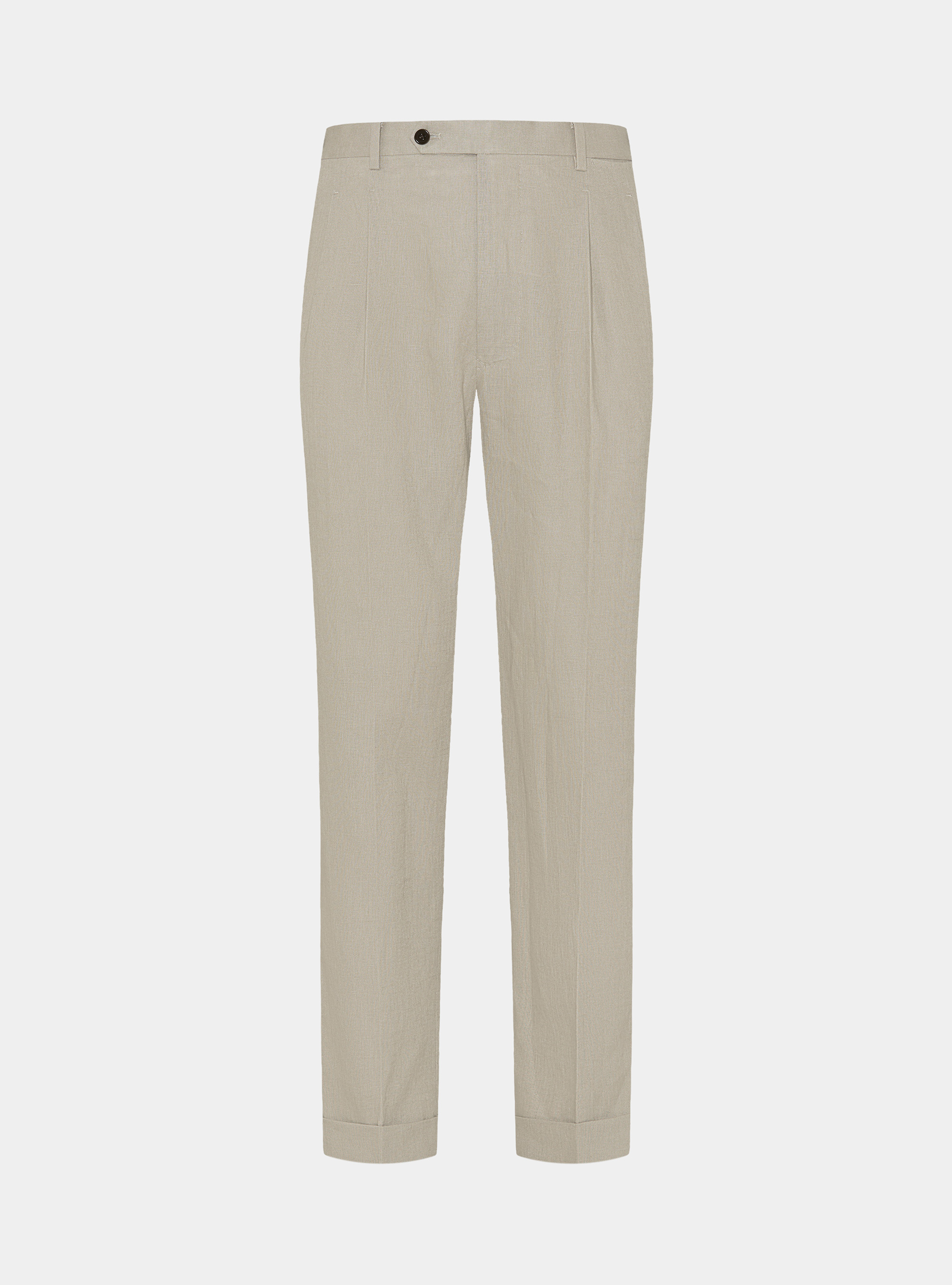 Pantaloni con pince in puro lino, SABBIA