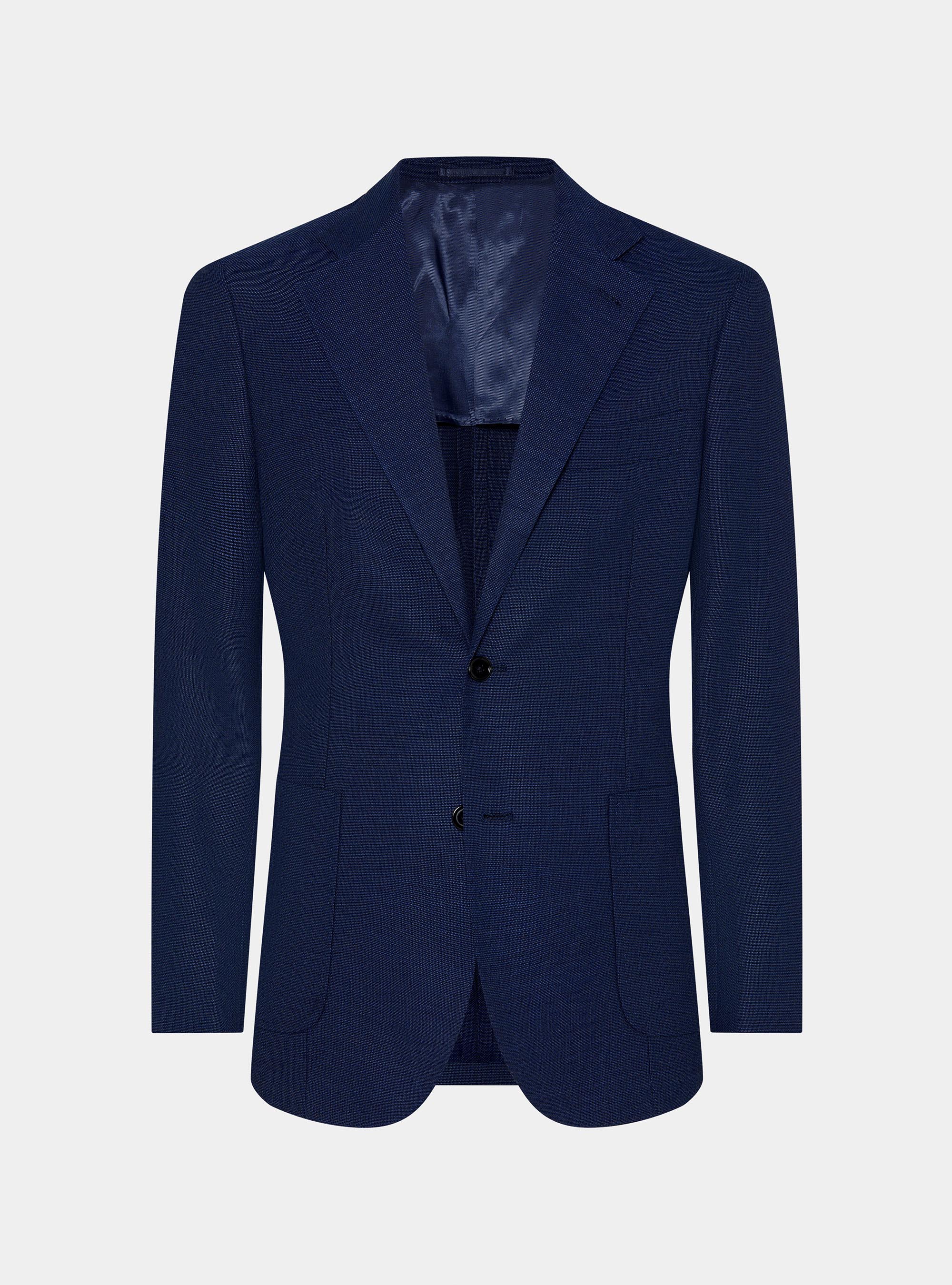 Giacca hopsack in pura lana, BLU