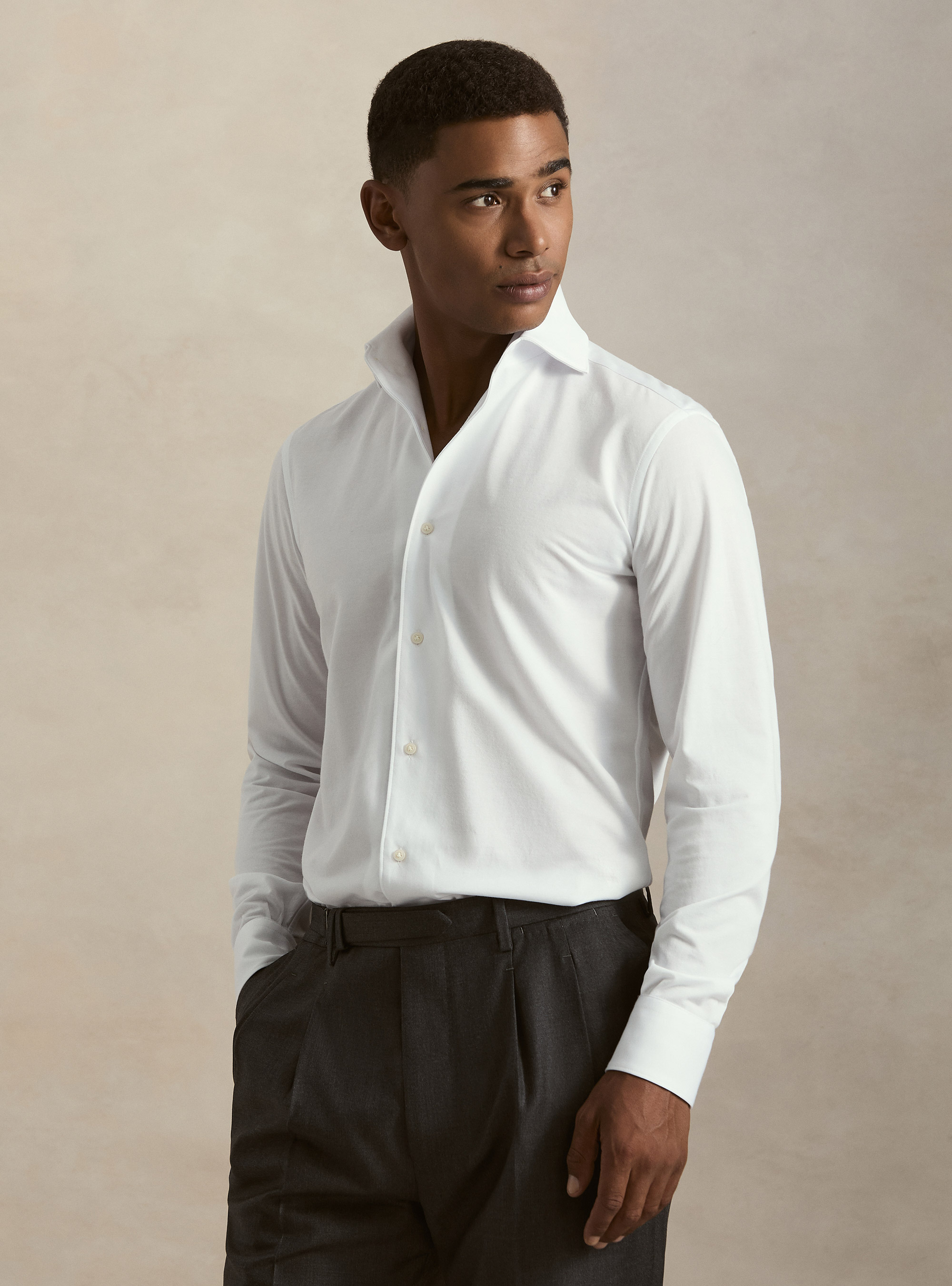 Camicia GT01 in jersey di misto cotone, BIANCO