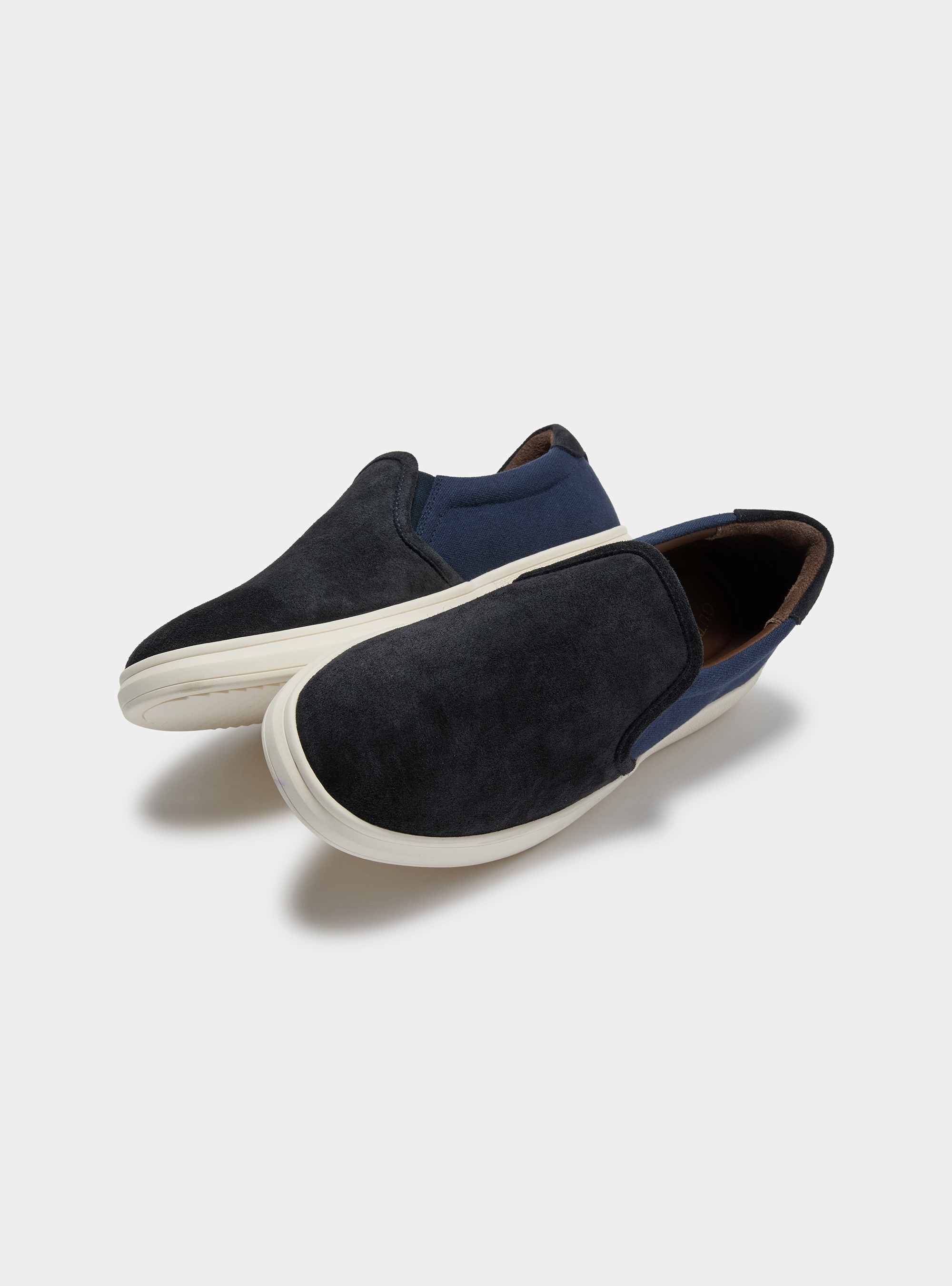 Slip on in suede e canvas, BLU NAVY