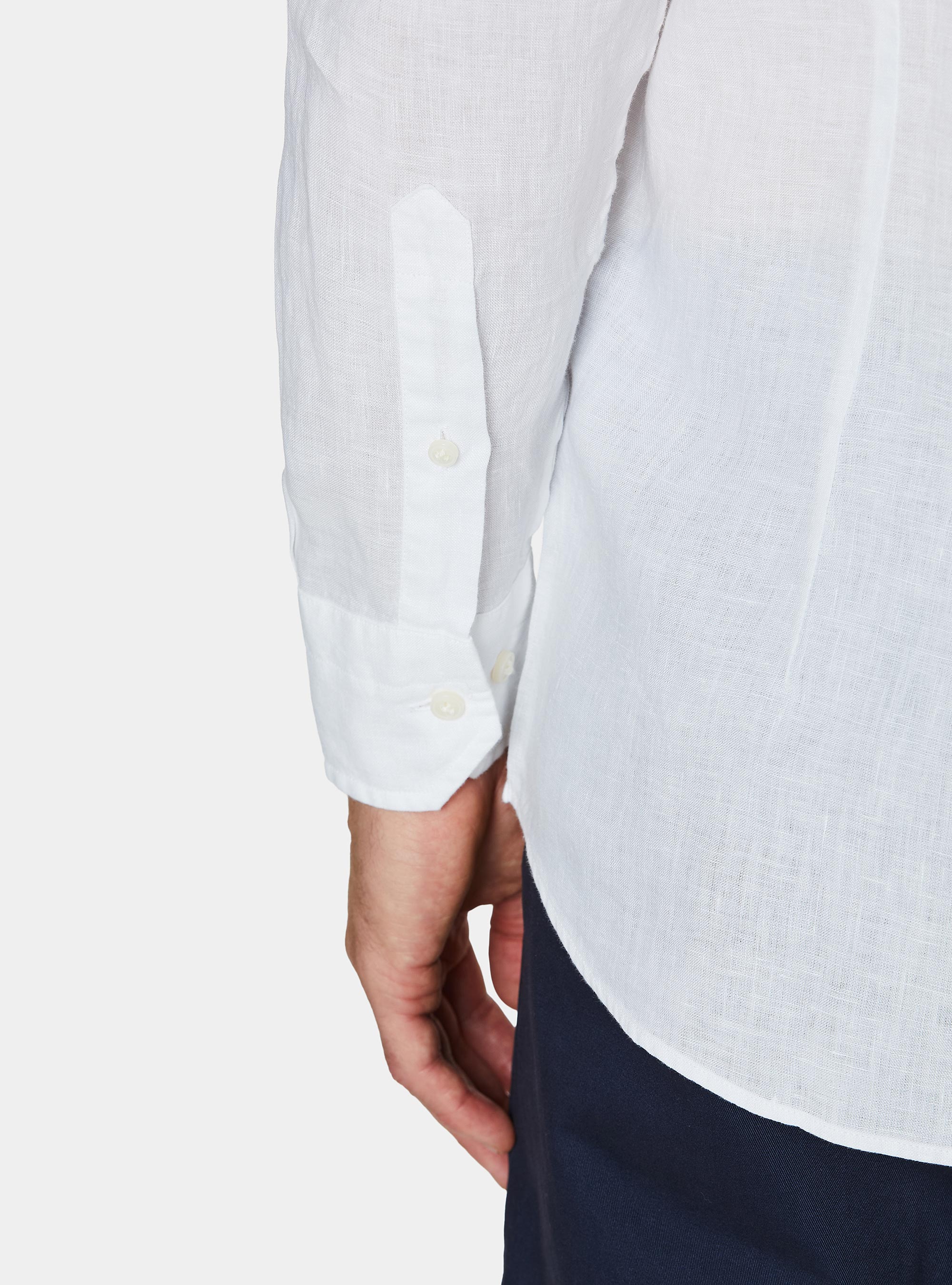 Camicia in puro lino, BIANCO
