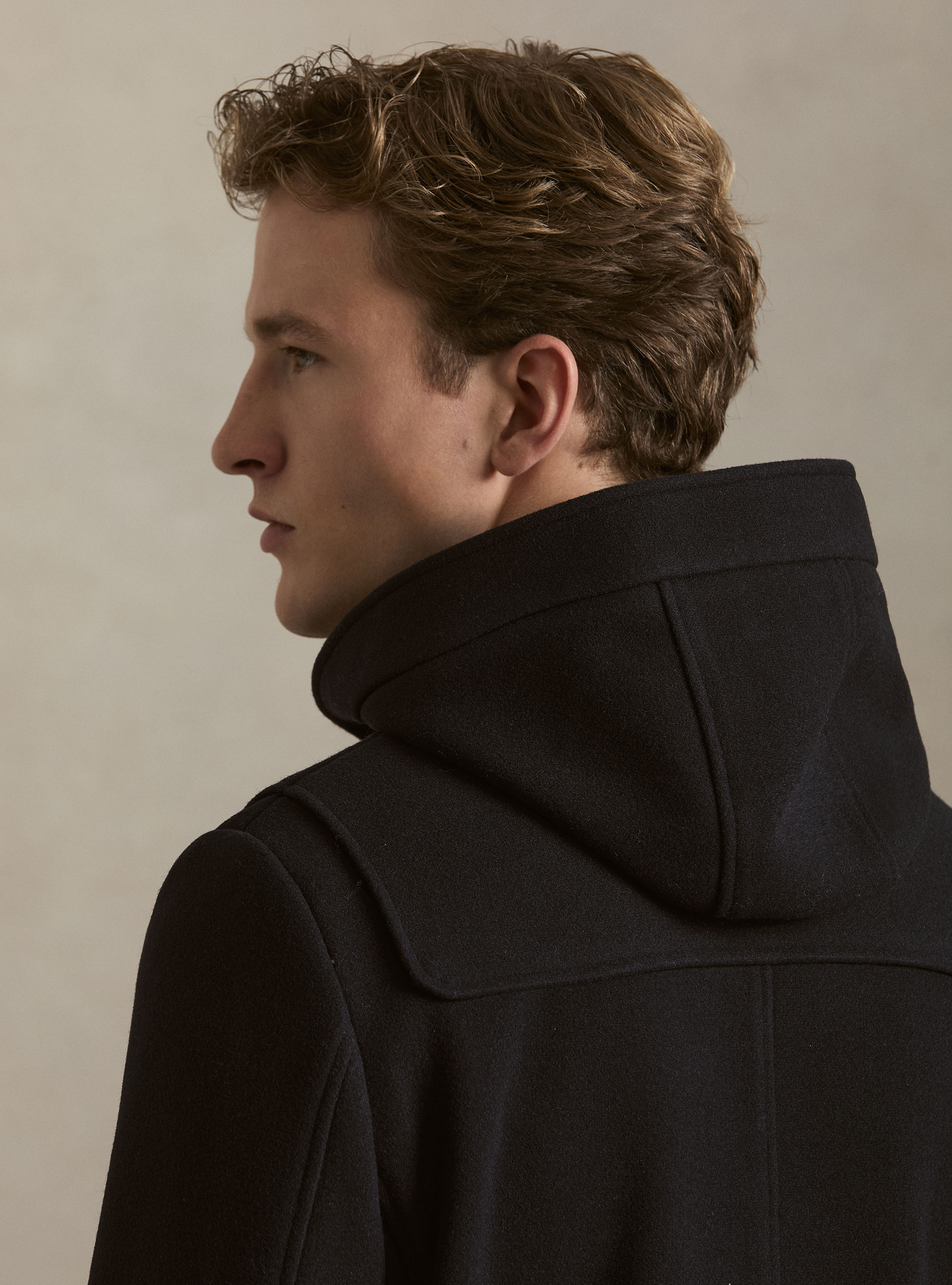 Montgomery con cappuccio in misto lana, BLU NAVY