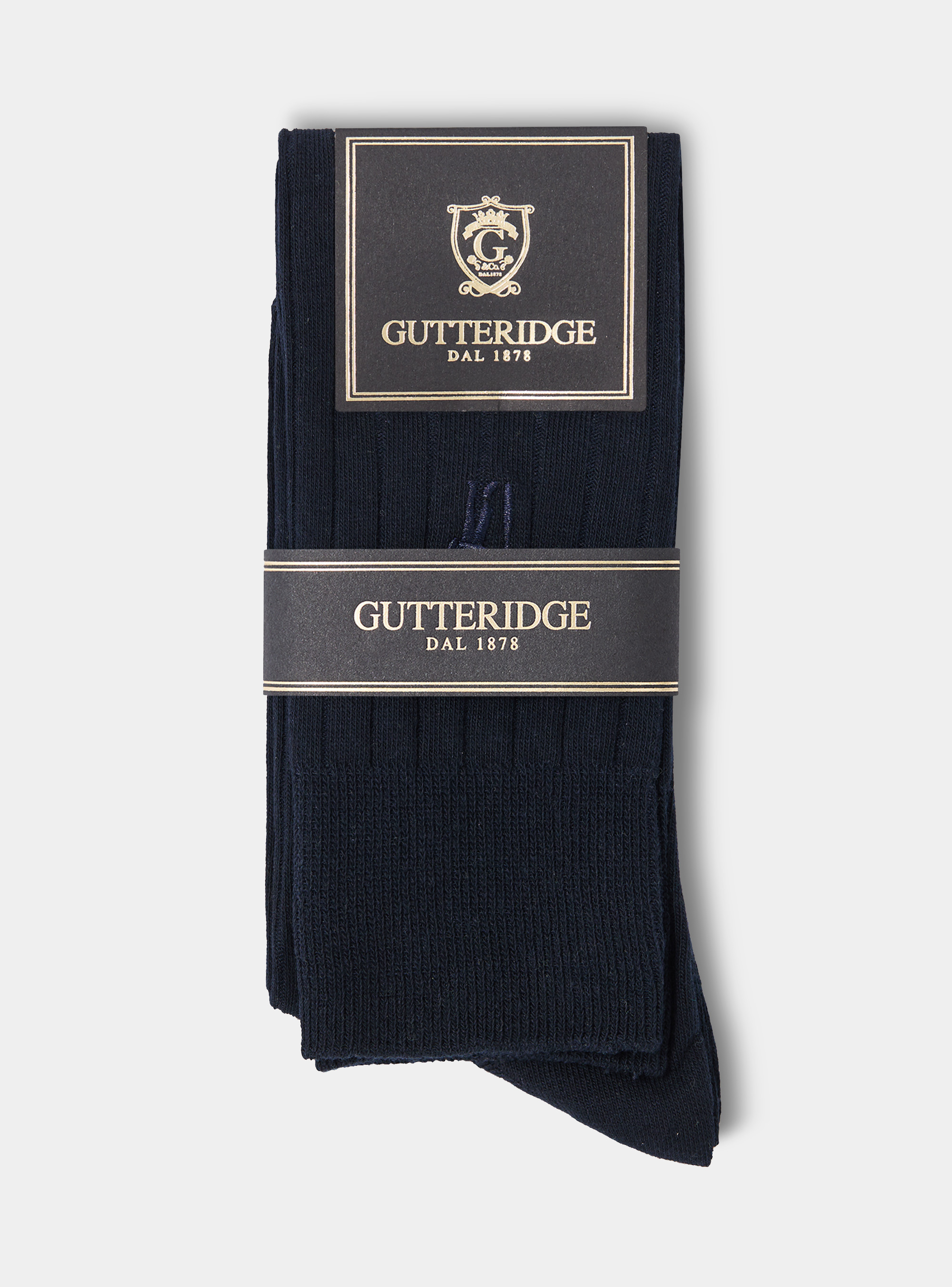 Calzini a costina con ricamo, BLU NAVY