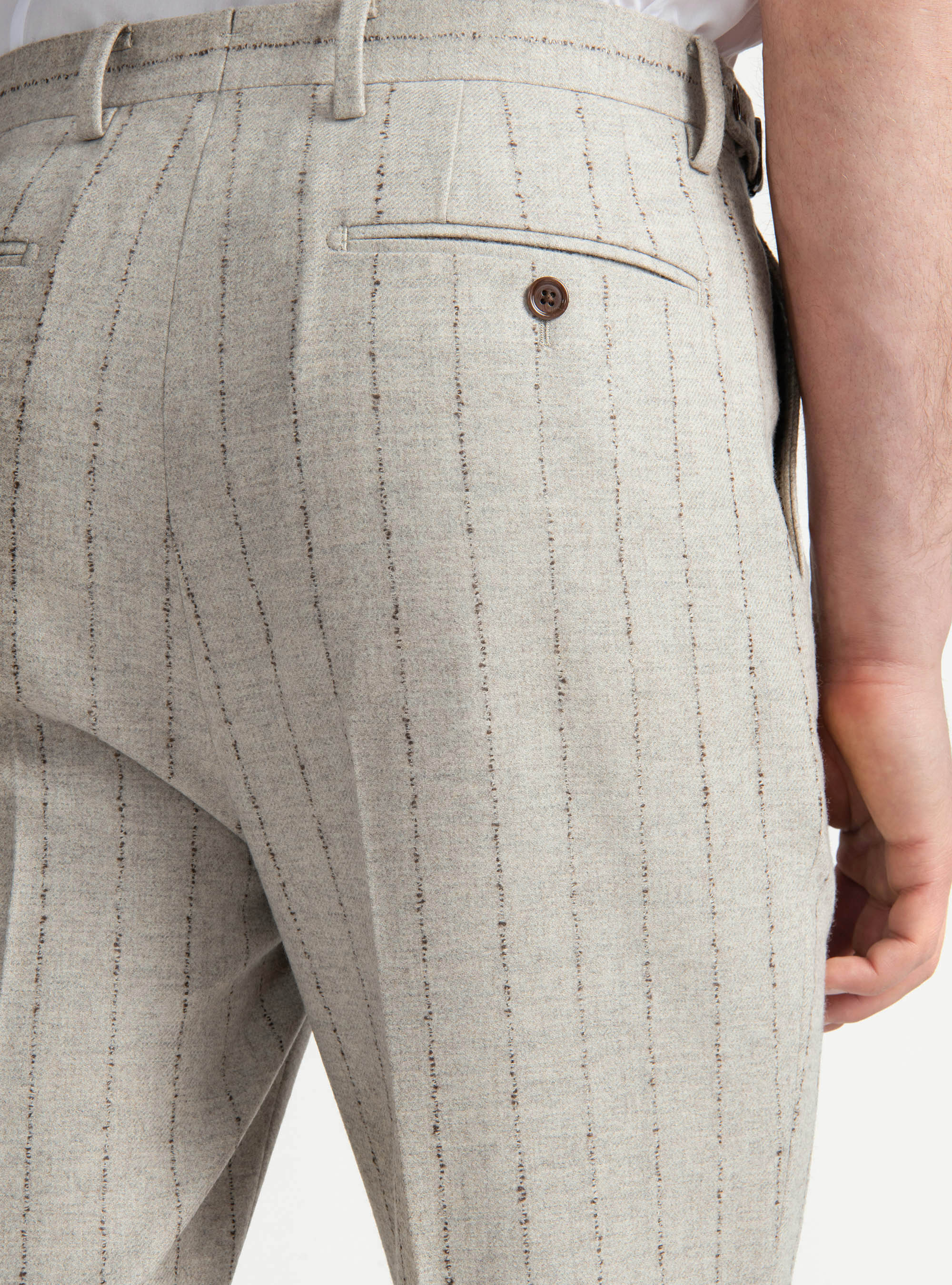 Pantaloni per abito gessato in lana cashmere, ECRU