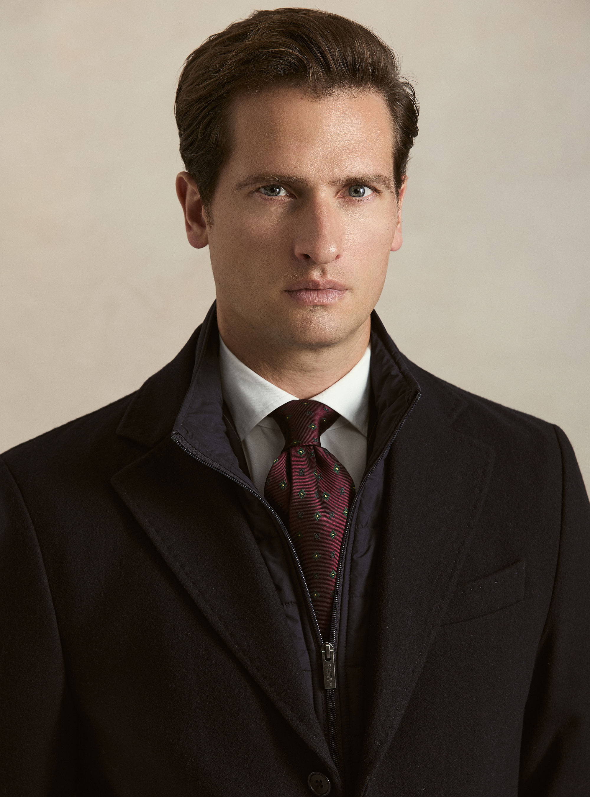 Cappotto in misto lana con pettorina, BLU NAVY
