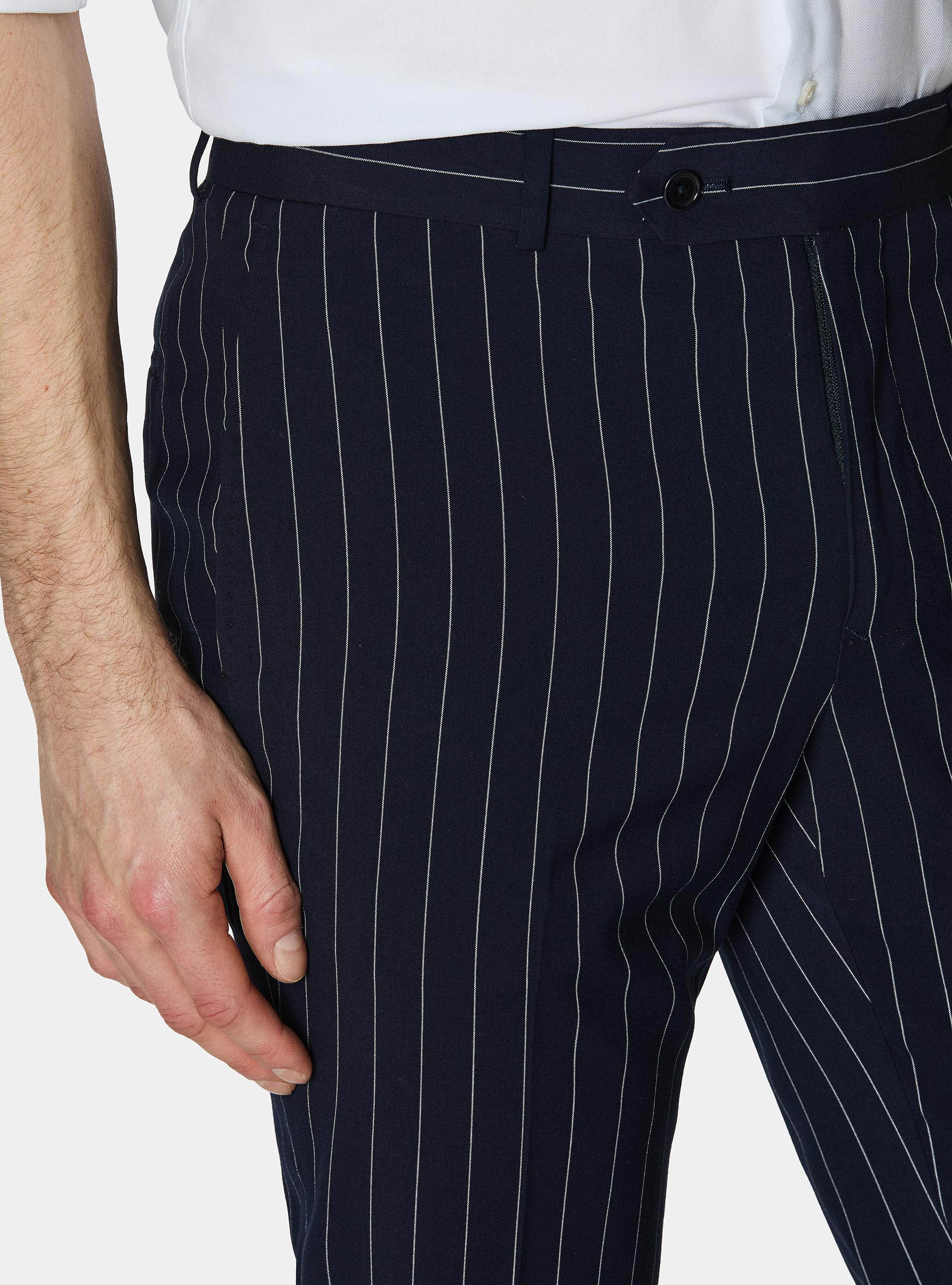 Pantaloni abito gessato, BLU NAVY