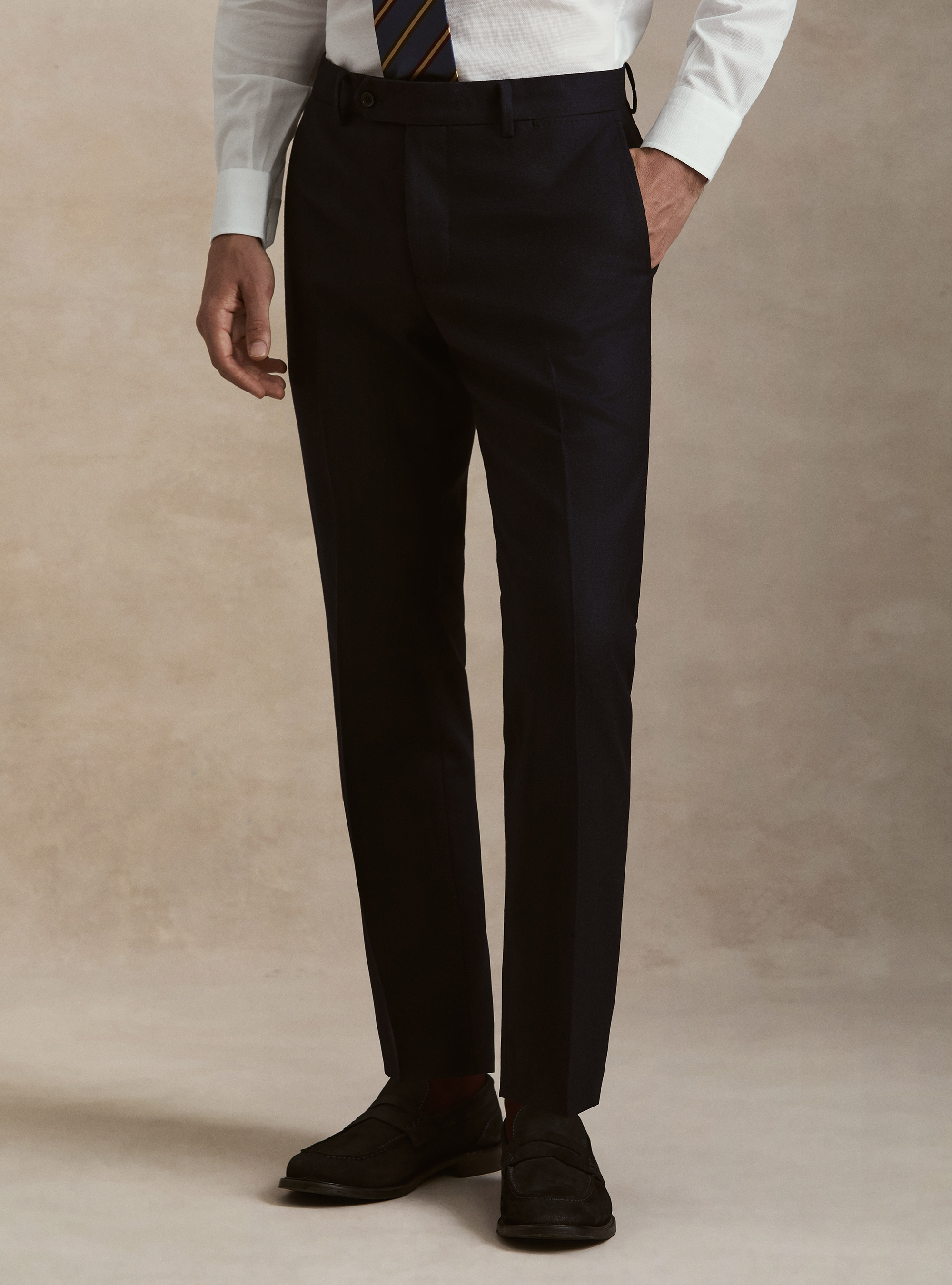 Pantaloni in flanella misto lana, BLU NAVY