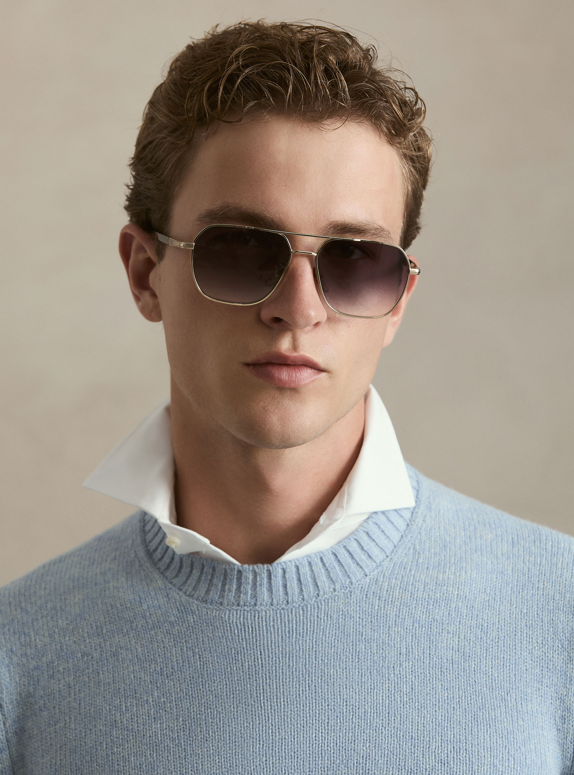 Maglia girocollo in pura lana shetland, AZZURRO POLVERE 0283C