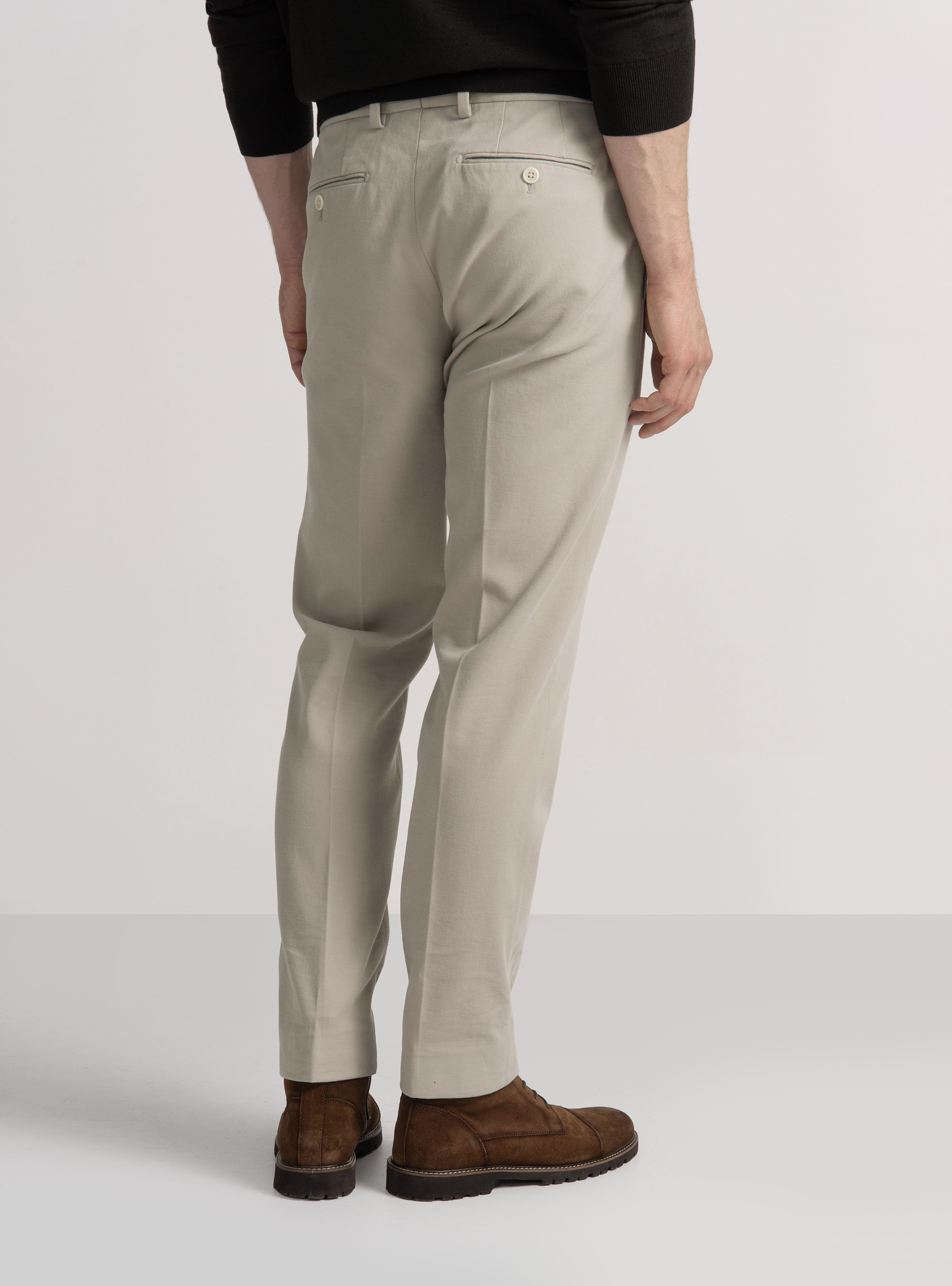 Pantaloni in twill di cotone e cashmere, ECRU